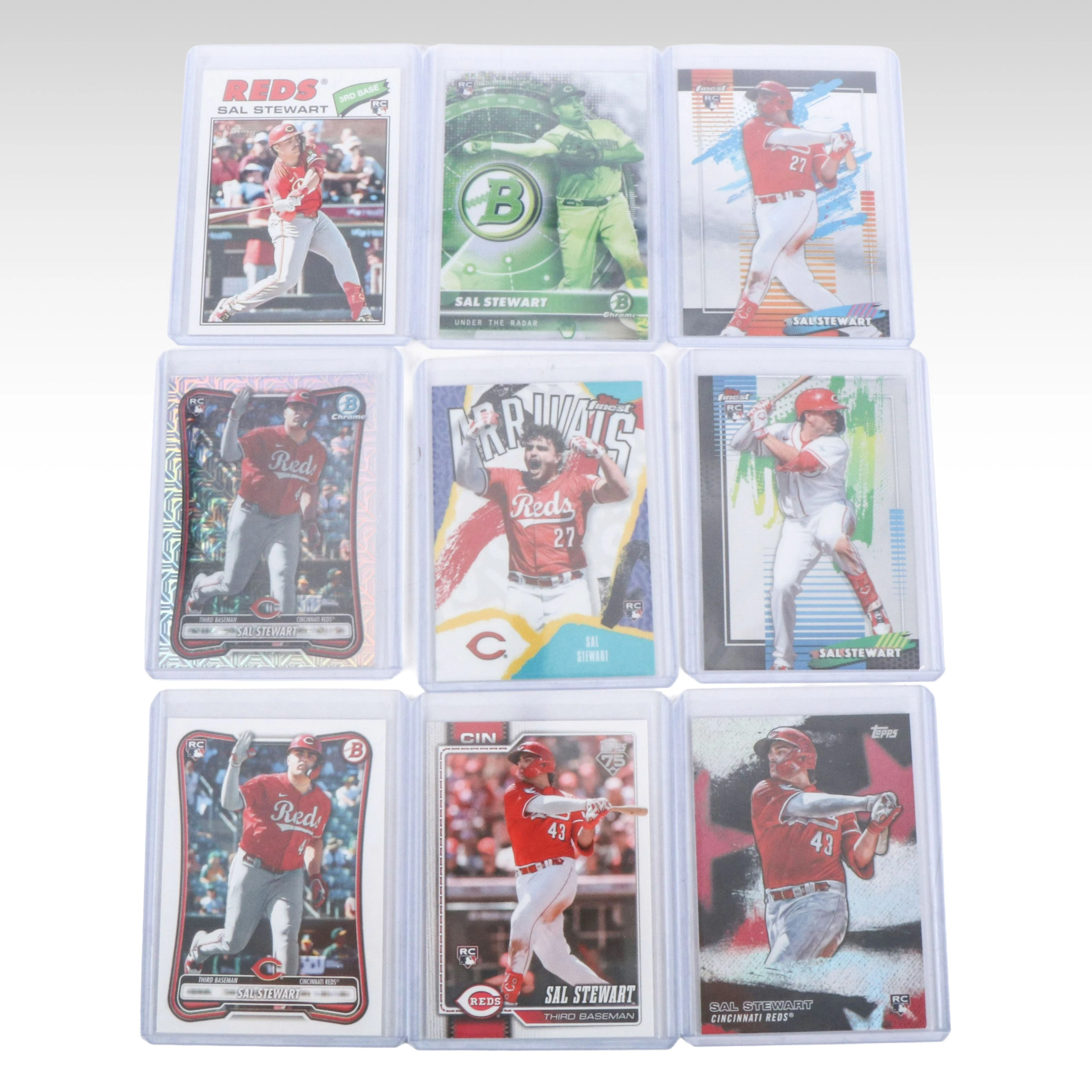 Nine Sal Stewart Cincinnati Reds Rookie Baseball Cards