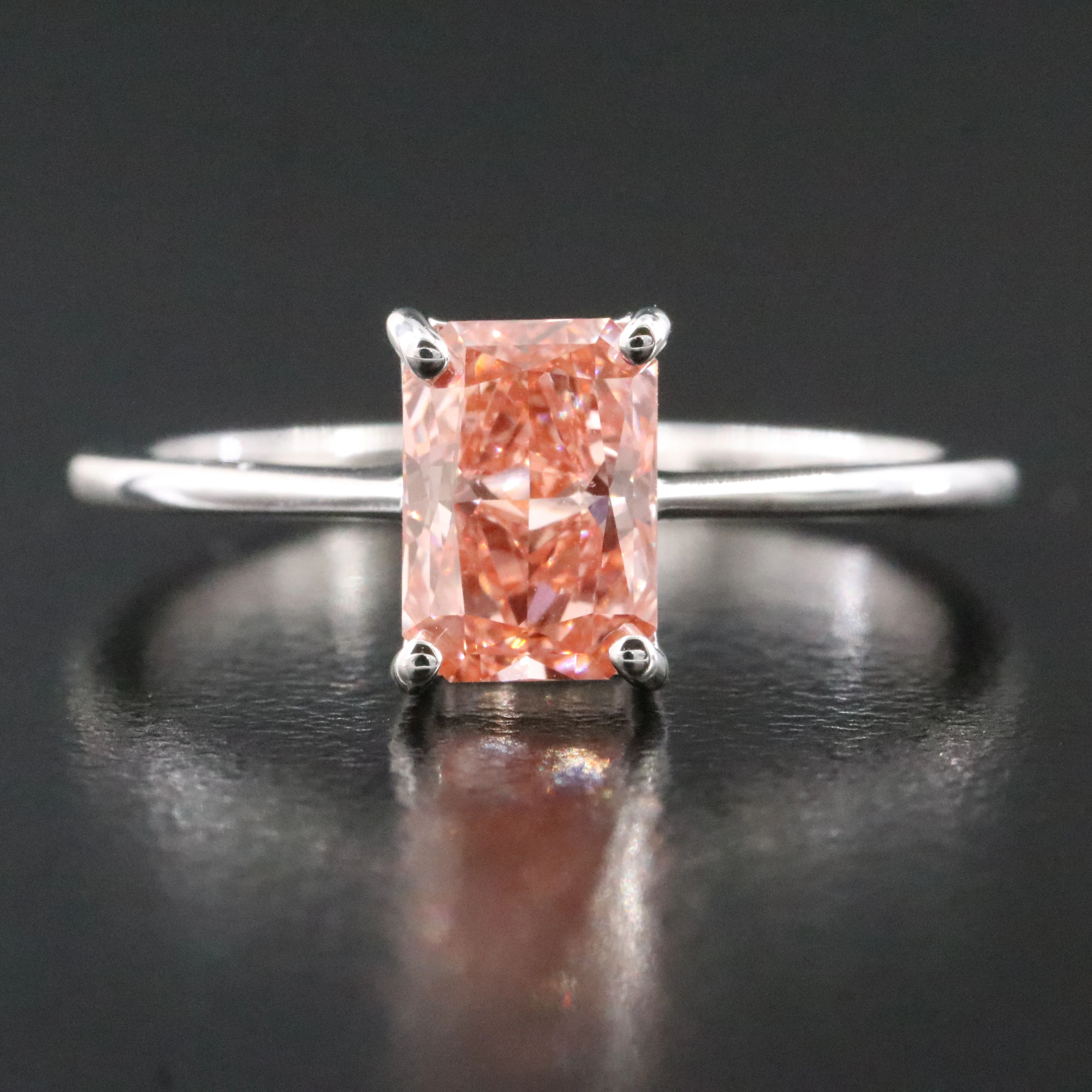 14K 1.02 CT Fancy Pink Lab Grown Diamond Solitaire Ring