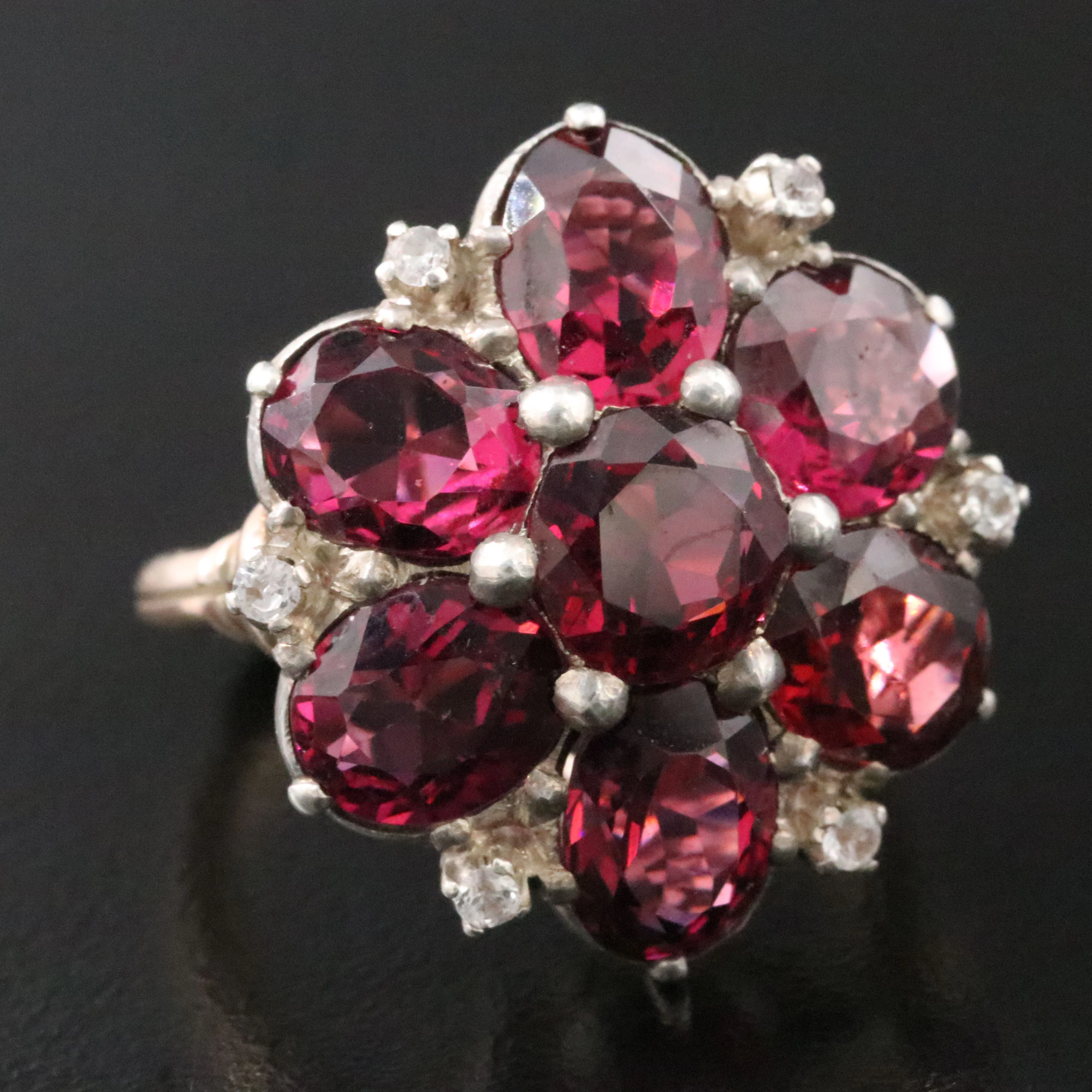 10K Garnet and White Sapphire Ring with Sterling Top