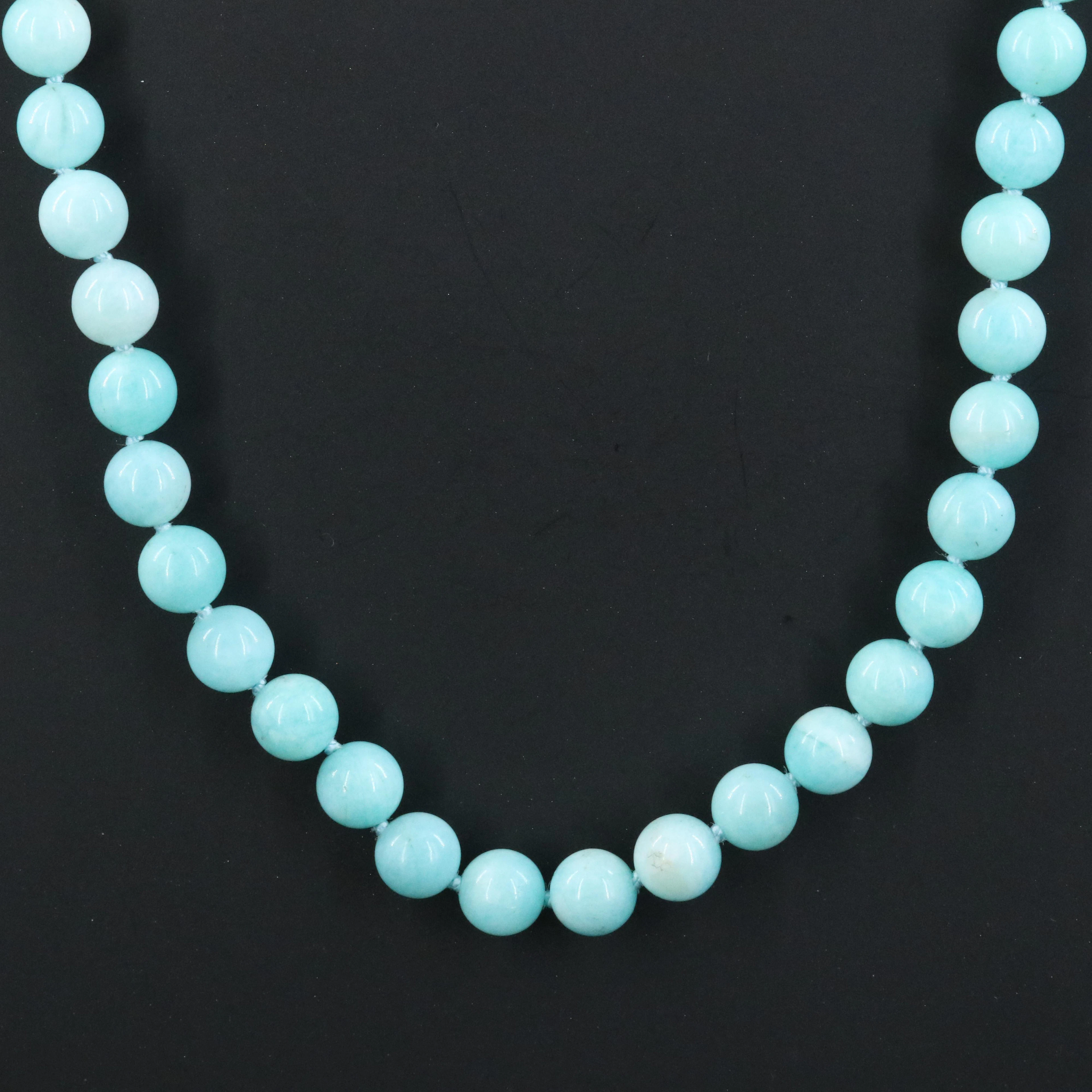 Sheryl Lowe Sterling Amazonite Necklace with Diamond Pavé Accent Bead