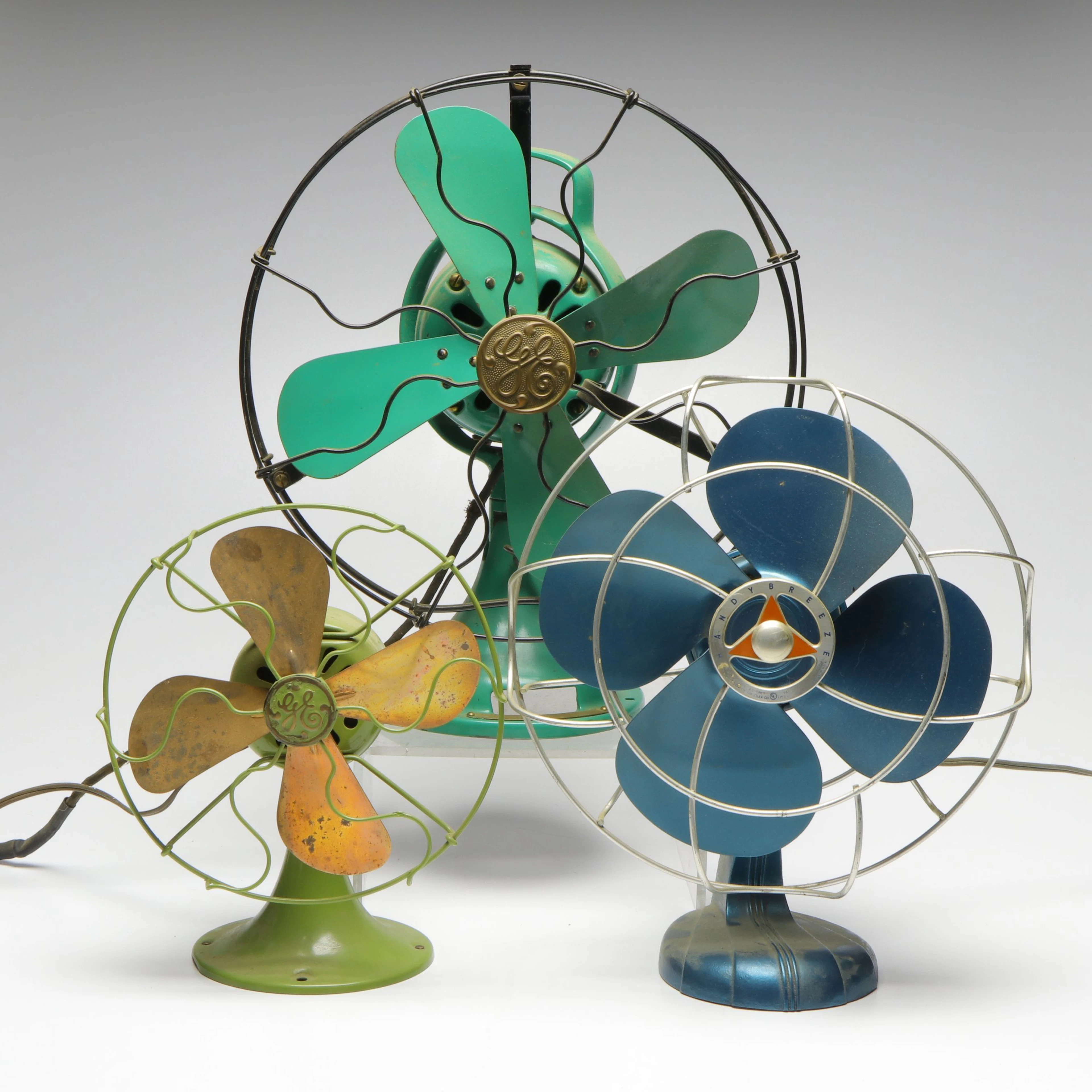General Electric and Chicago Electric Metal Desk Fans, Early to Mid-20th C.