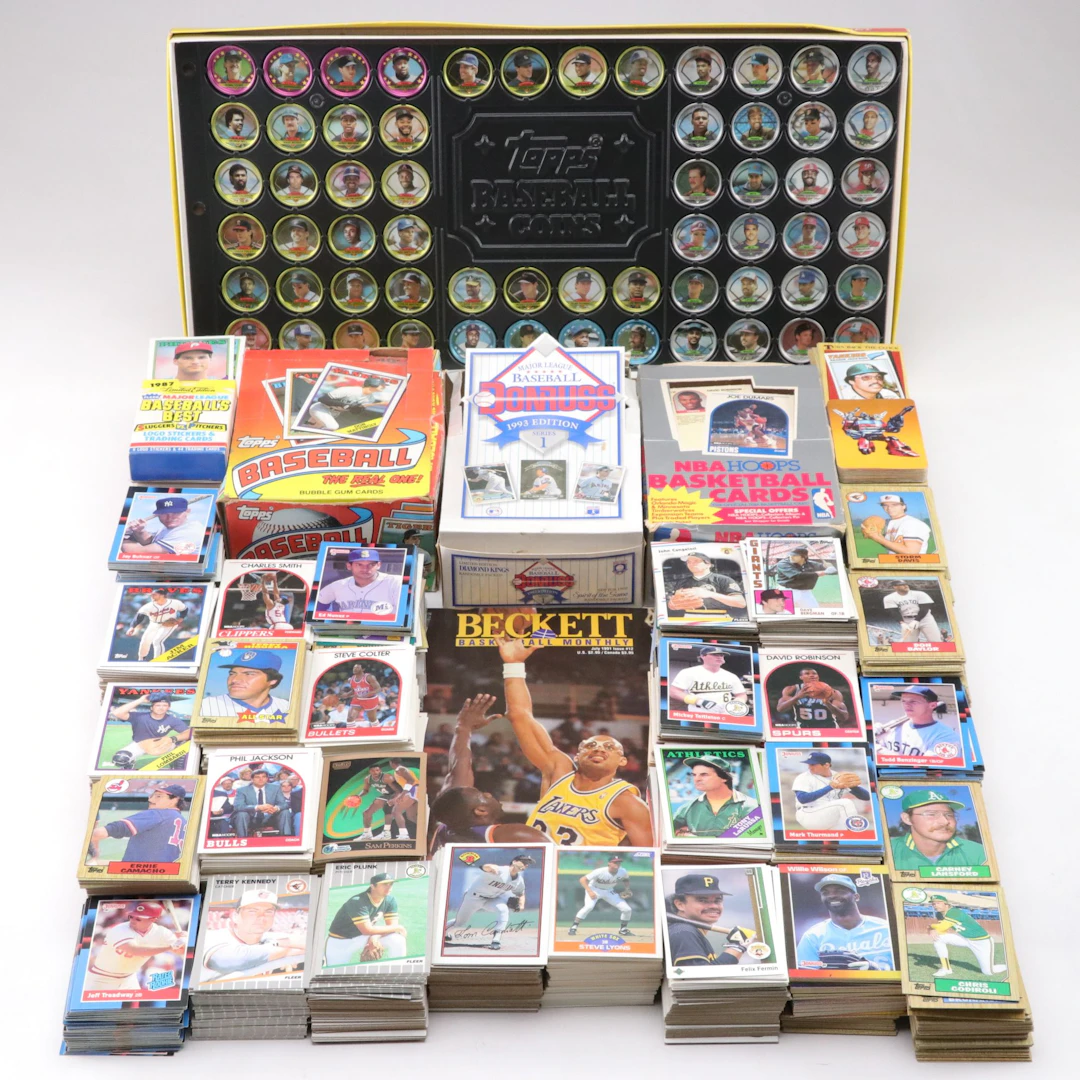 Topps Baseball Cards with Basket Ball Cards and More