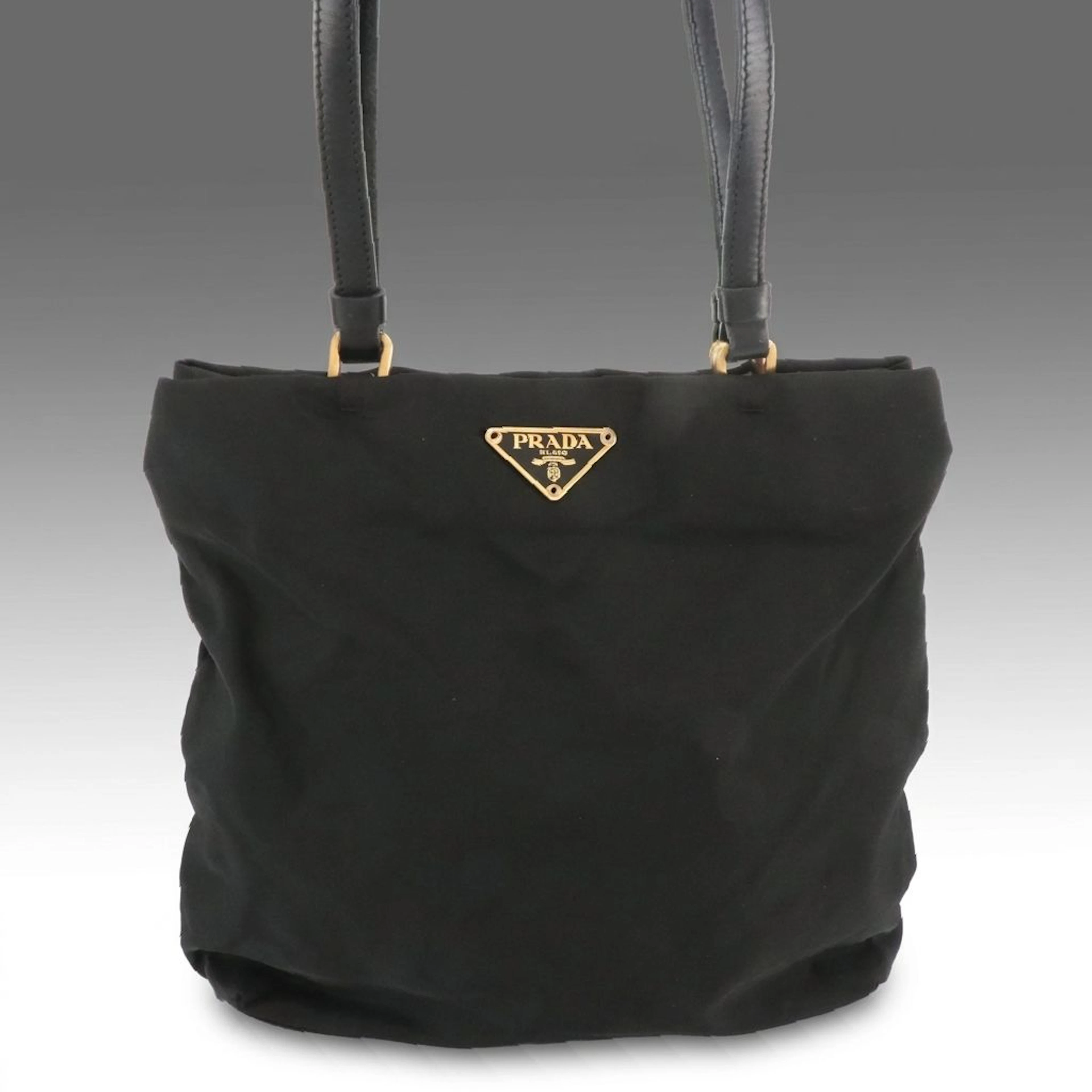 Prada Middle Zip Tote Bag in Black Tessuto Nylon and Leather