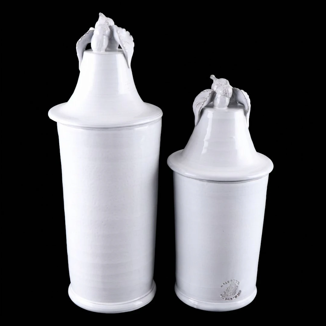 Frontgate Italian Ceramic Canisters with Acorn Finials