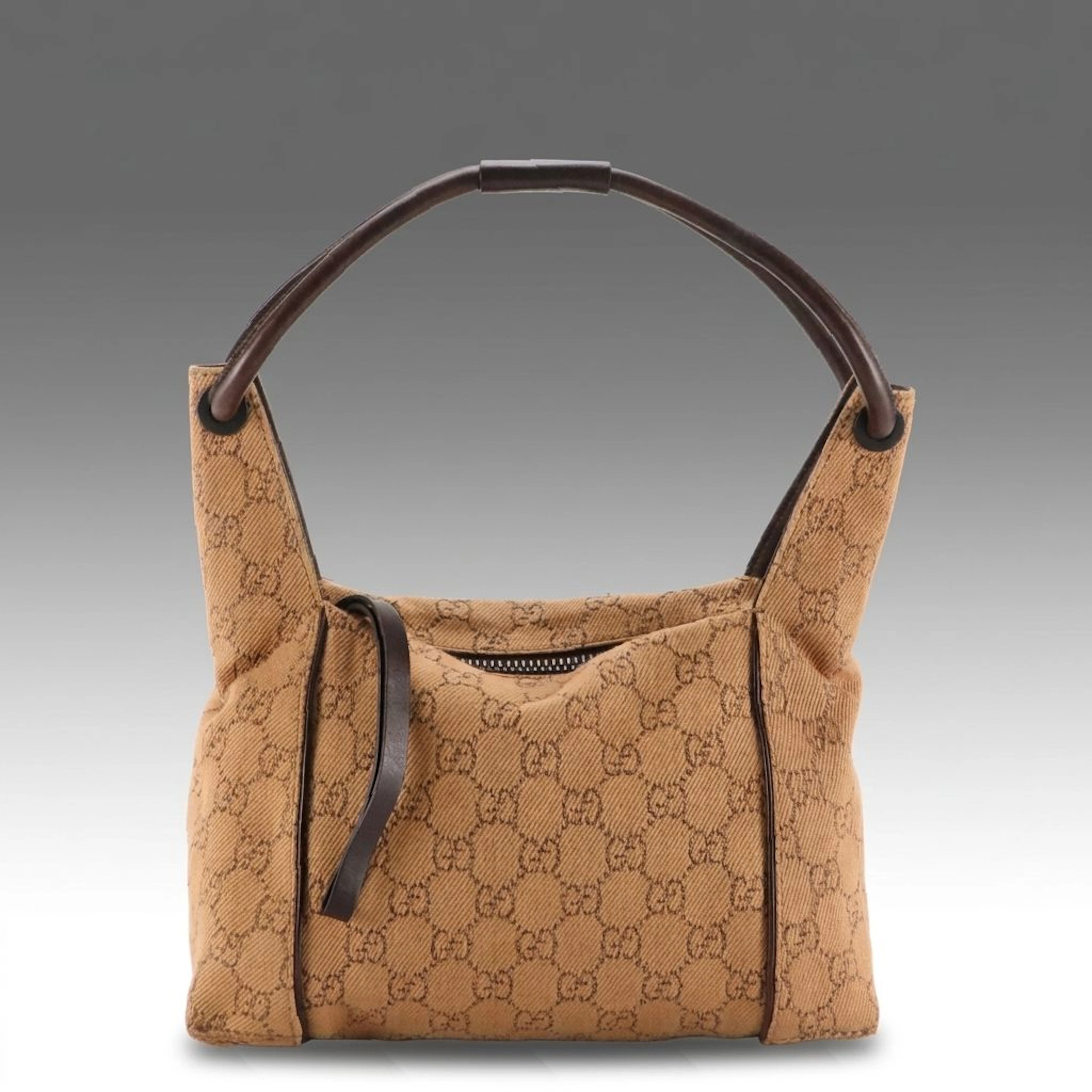 Gucci Hobo Shoulder Bag in Brown GG Monogram Canvas and Leather