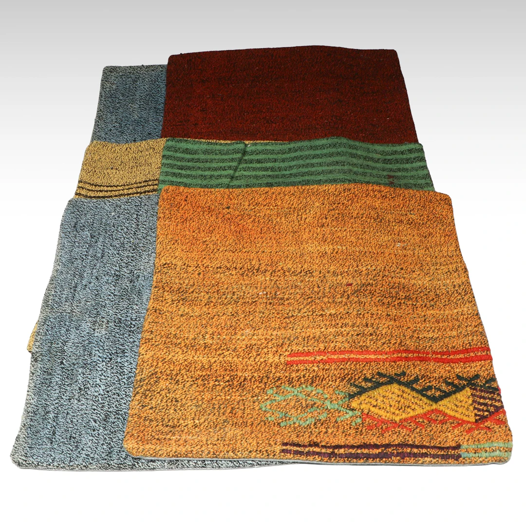 Turkish Overdyed Handwoven Rug Faced Pillow Covers
