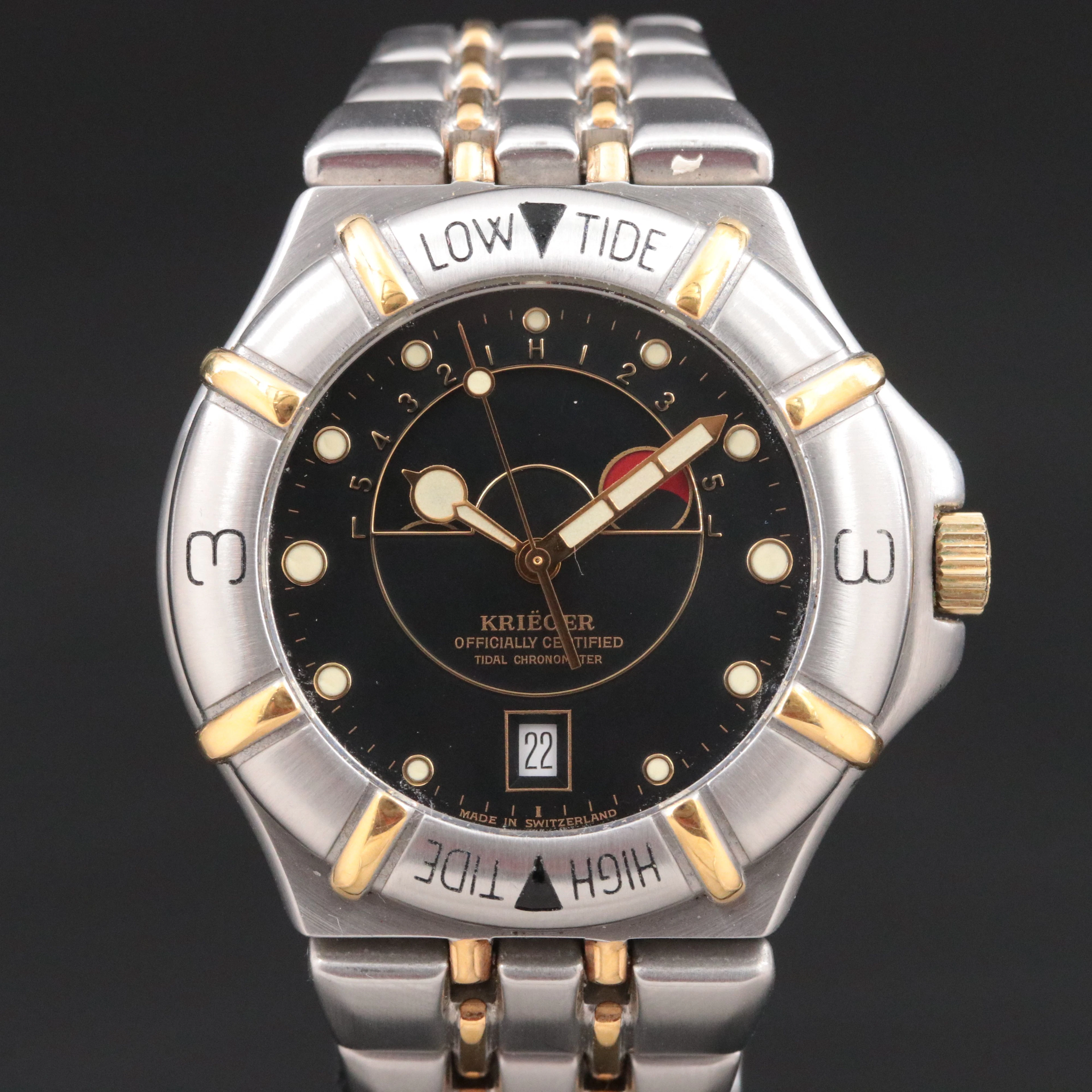 Krieger Tidal Chronometer Steel & 18K Plated 38mm Quartz Watch