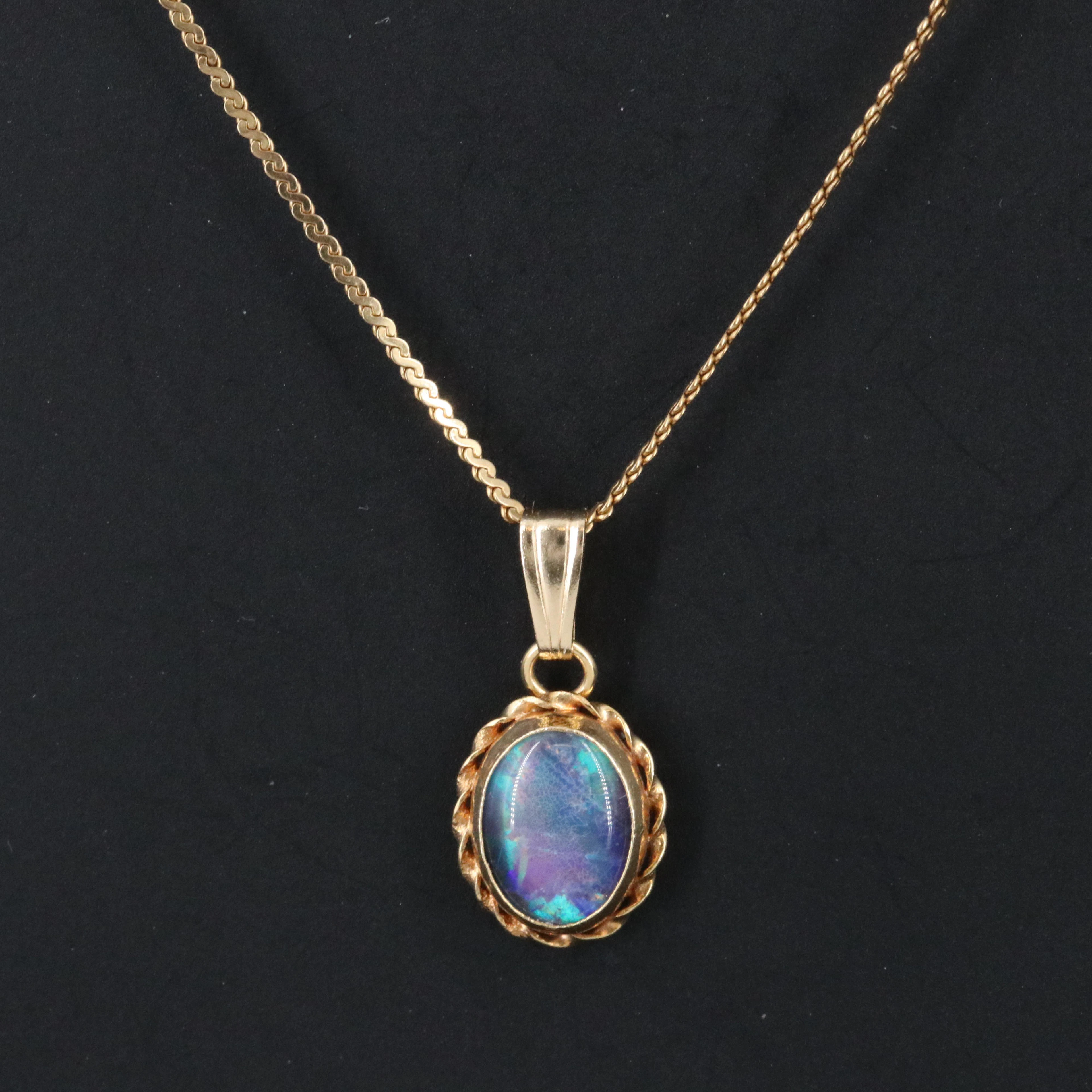 14K Ammolite Doublet Pendant Necklace