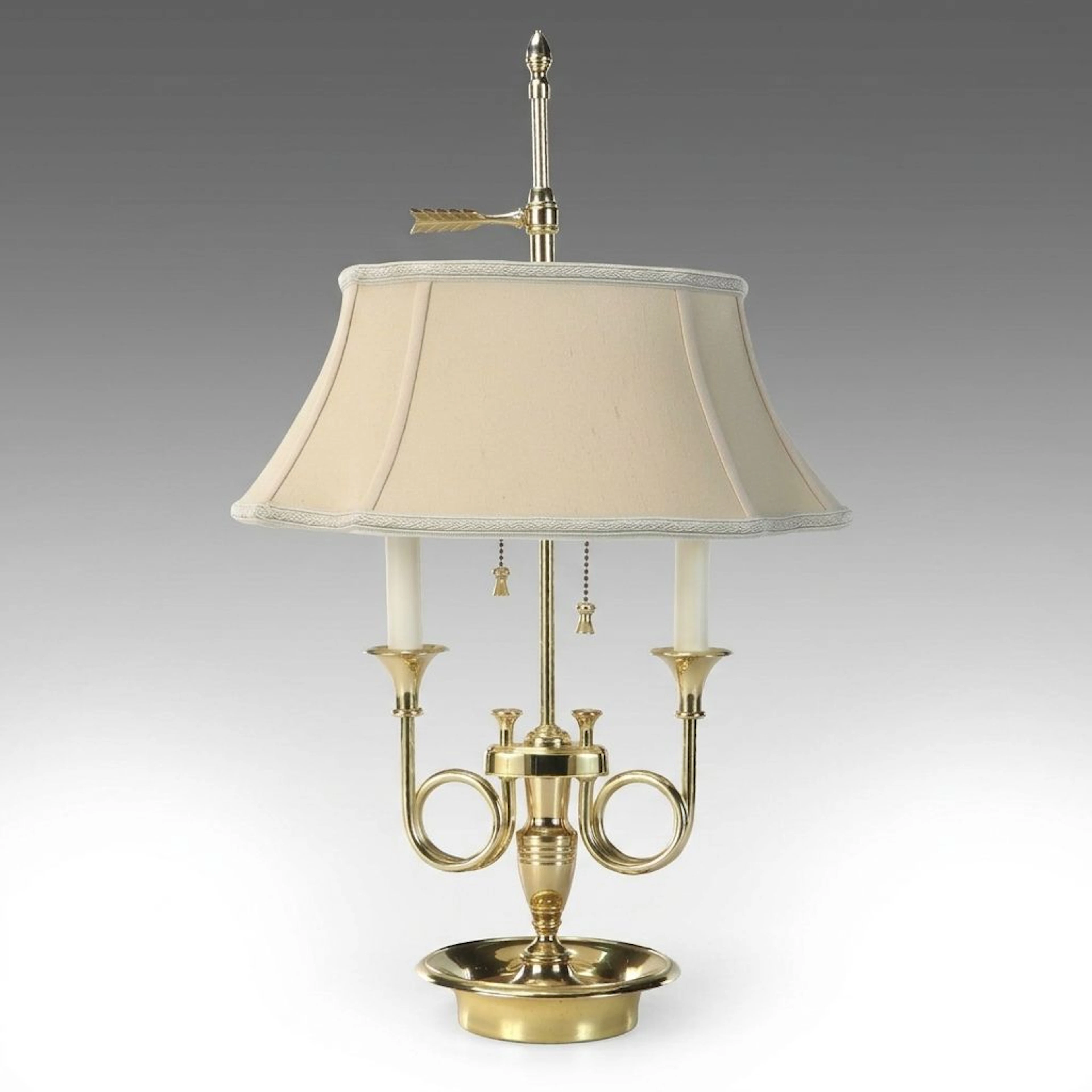 Neoclassical Style Brass Bouillotte Table Lamp with Custom Shade