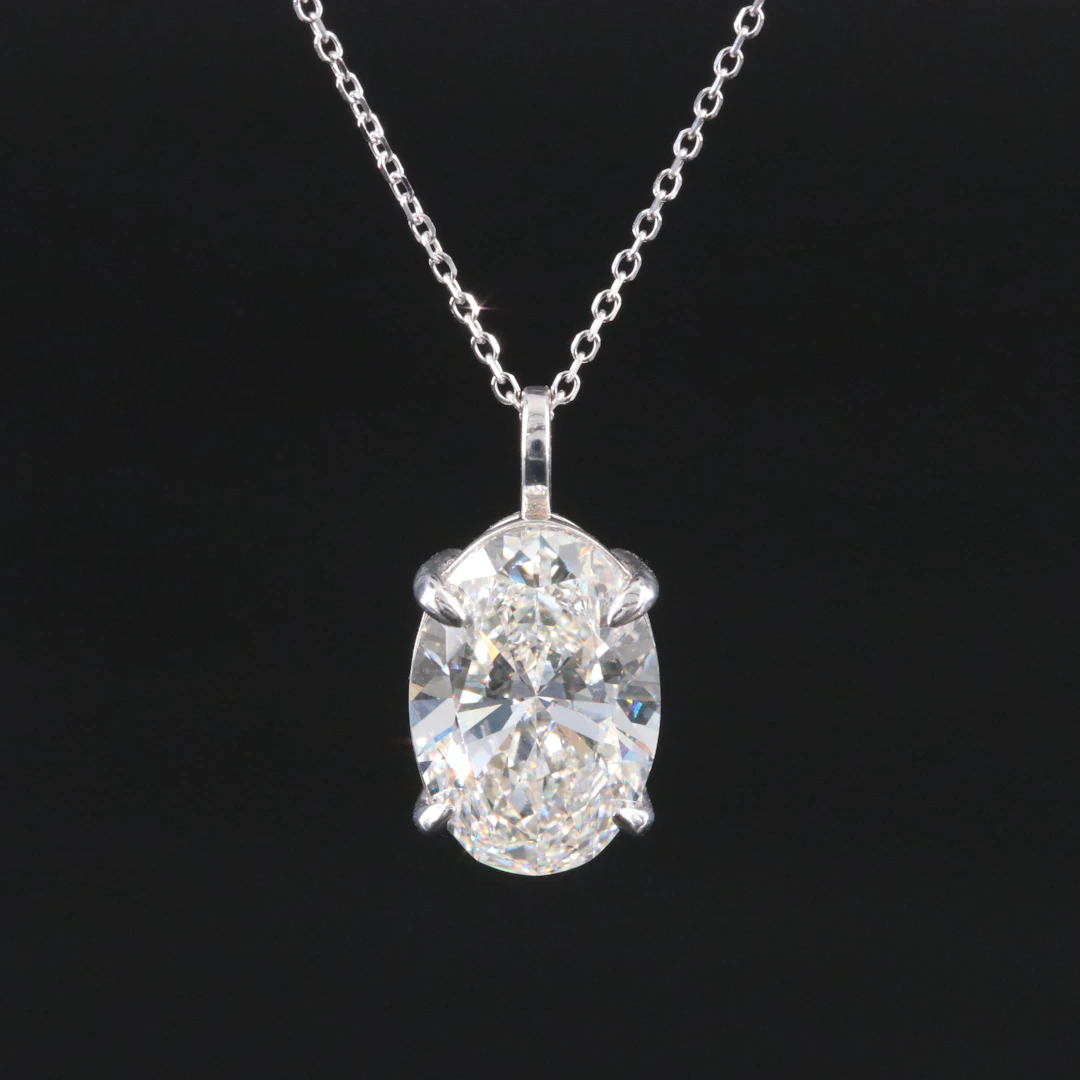 14K 3.99 CT Lab Grown Diamond Solitaire Pendant Necklace with IGI Report