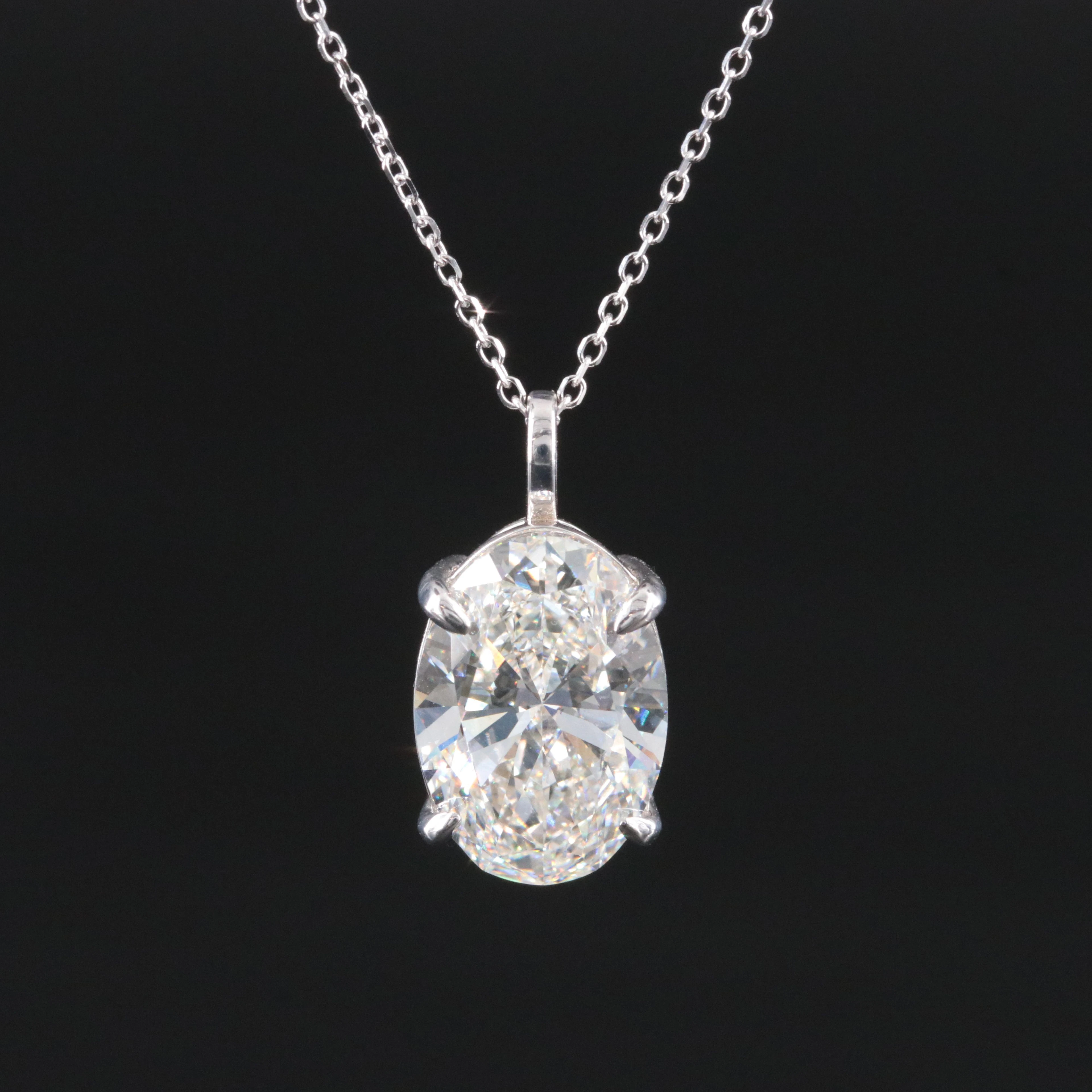 14K 3.99 CT Lab Grown Diamond Solitaire Pendant Necklace with IGI Report