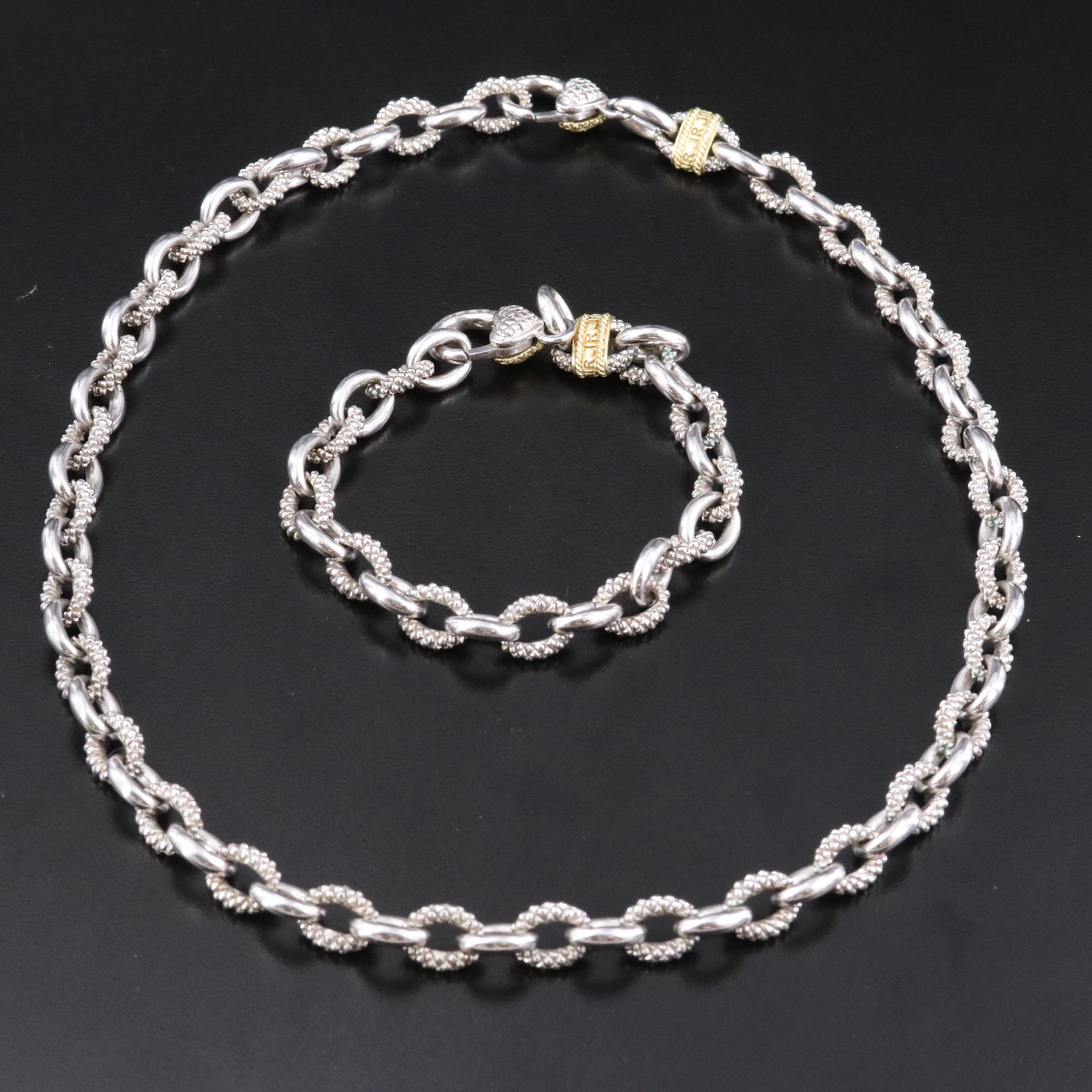 Judith Ripka JR Two Sterling Necklace and Bracelet Set with 18K Accents