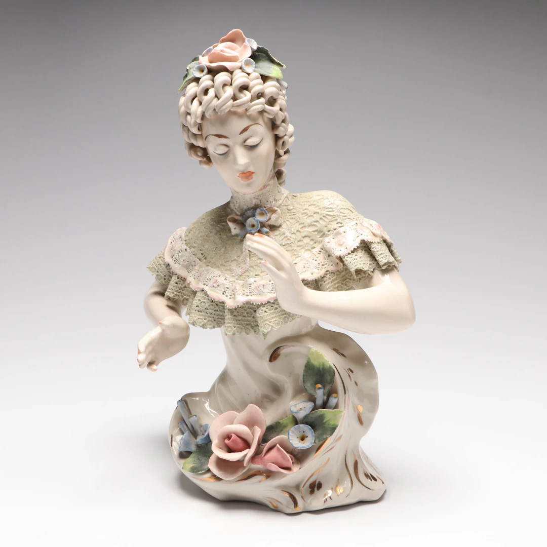 Cordey Capodimonte Style Porcelain Figure of European Lady, 20th Century