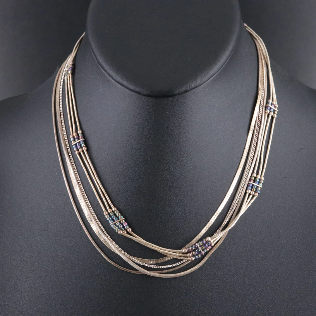 Seed Bead and Liquid Silver Featured Sterling Chain Necklaces