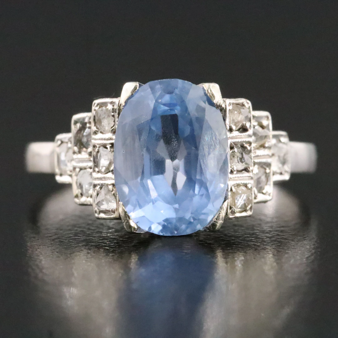 18K 3.47 CT Sapphire and Diamond Ring