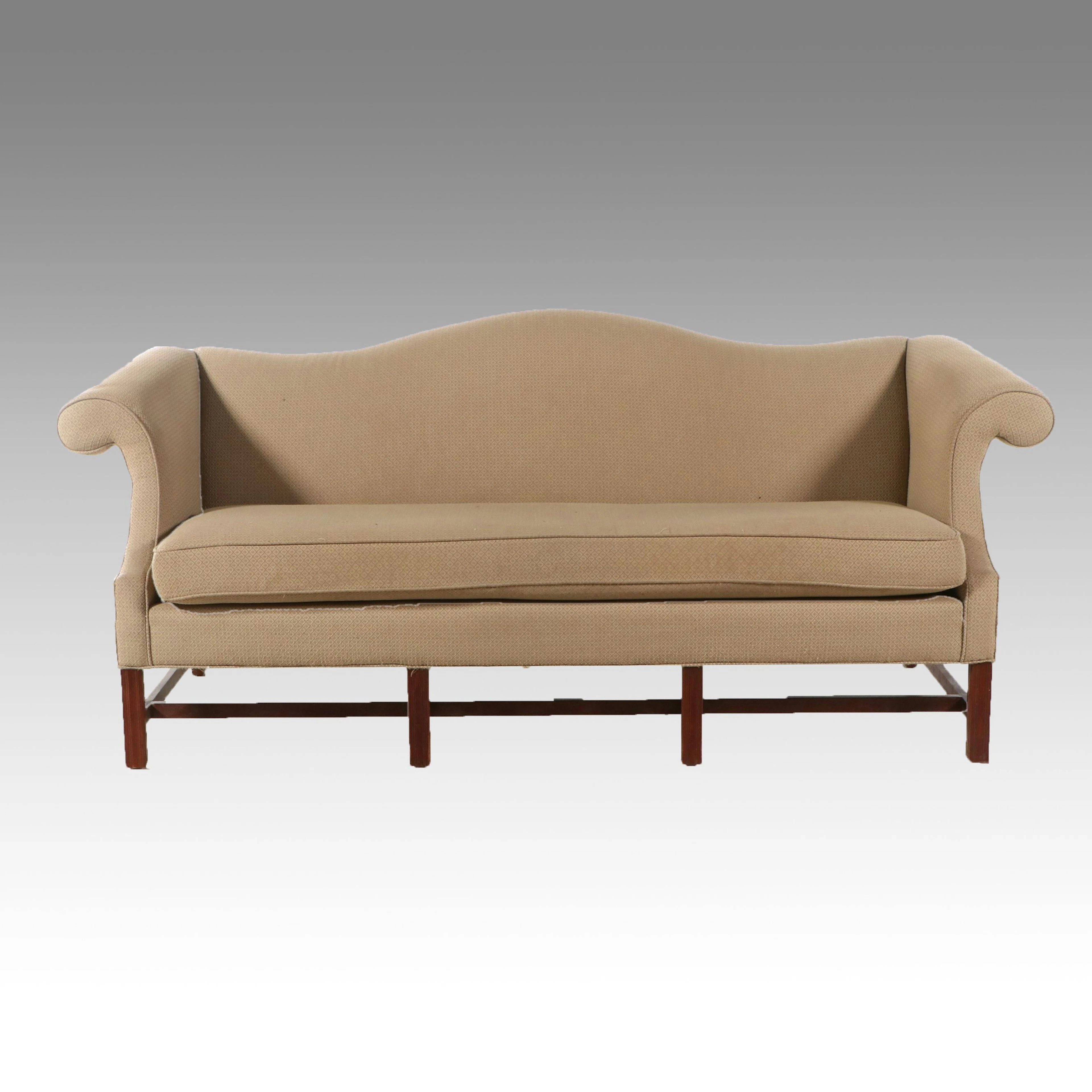 C.R Laine Chippendale Style Mahogany Camel Back Sofa