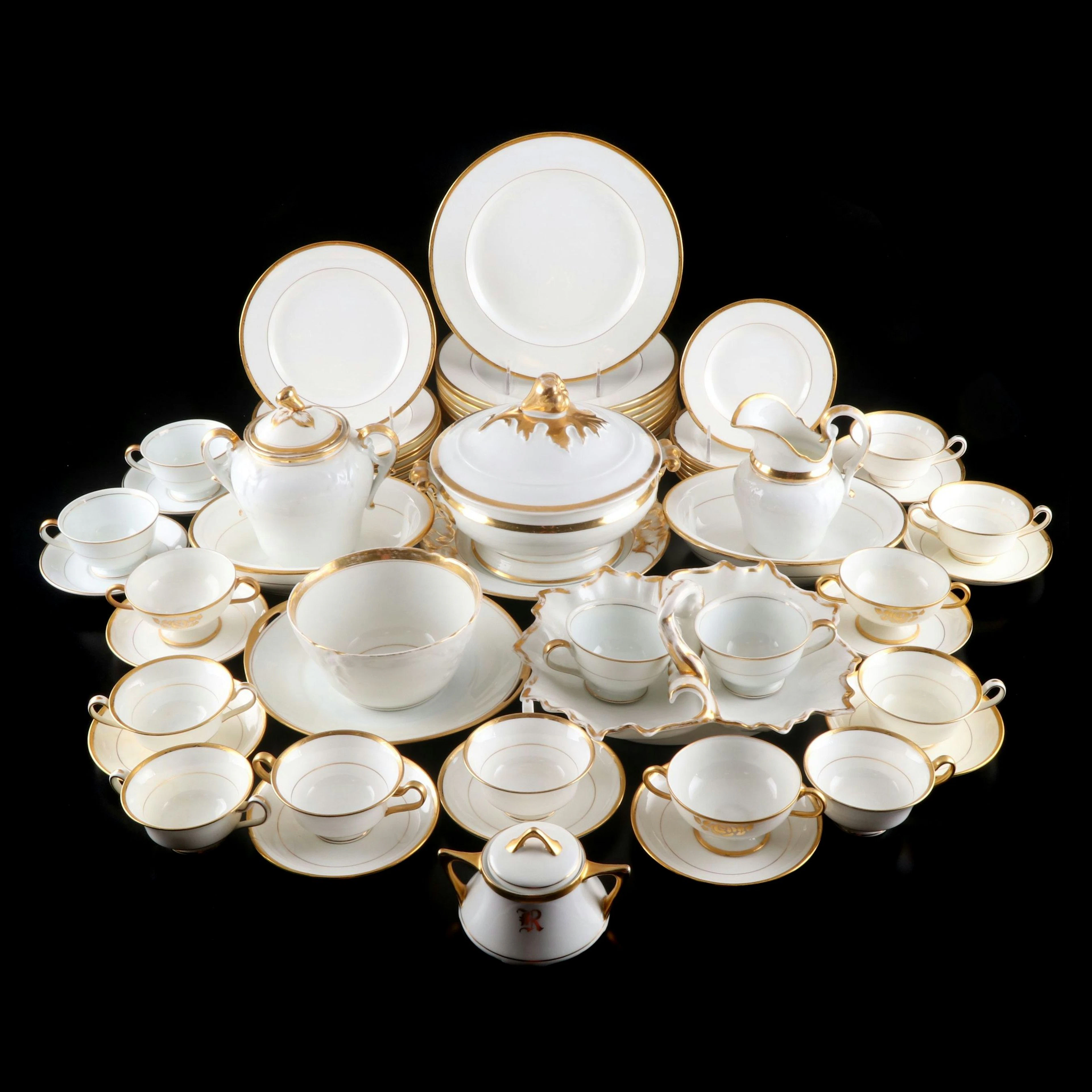 Haviland, Minton and Other Gilt Porcelain Dinnerware, Early to Mid-20th C.