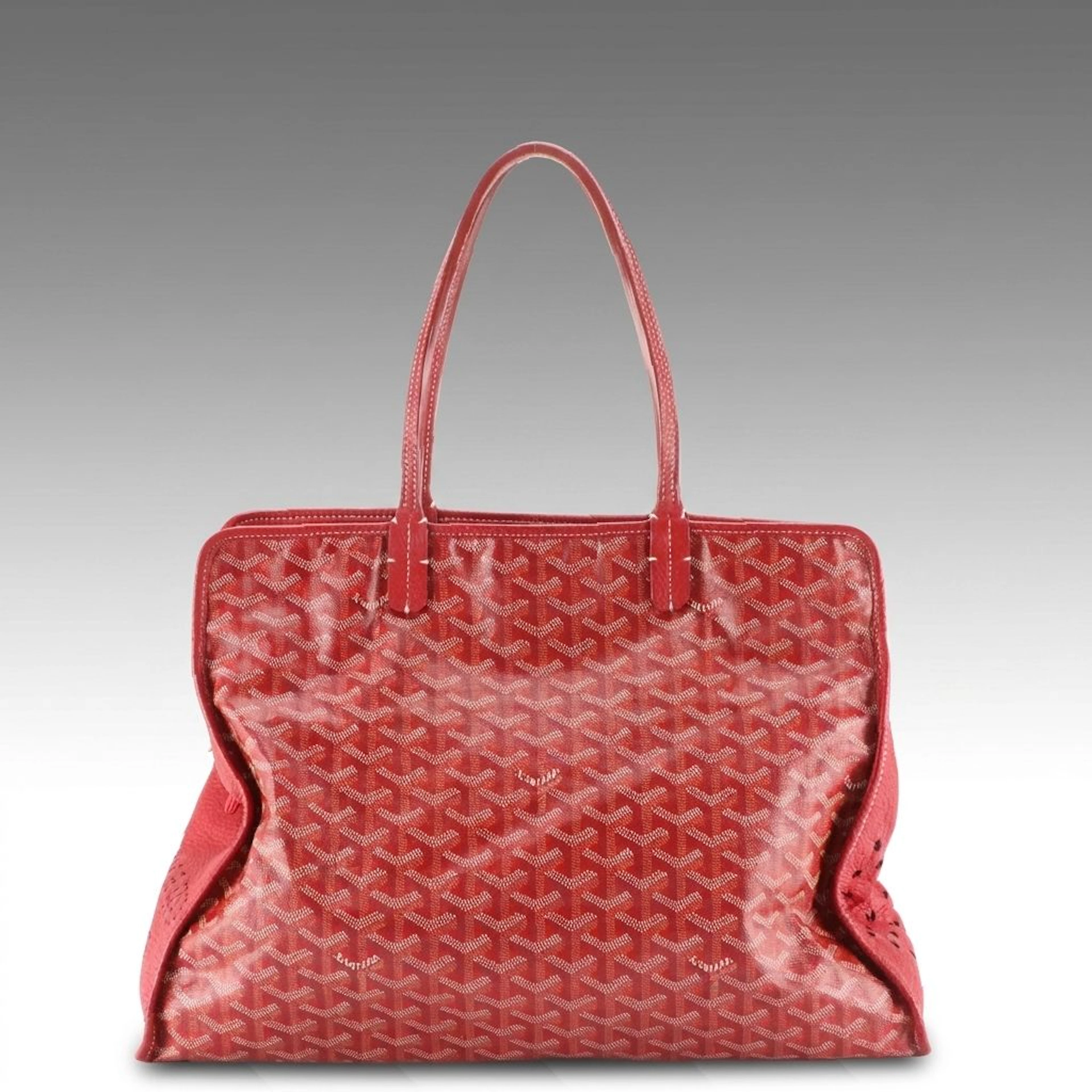 Goyard Hardy PM Bag in Red Goyardine Canvas/Perforated Leather with Pouch