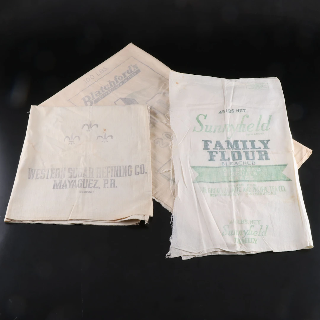 Western Sugar Refining Co. Sugar Sack and Flour Sacks, Early to Mid 20th C.