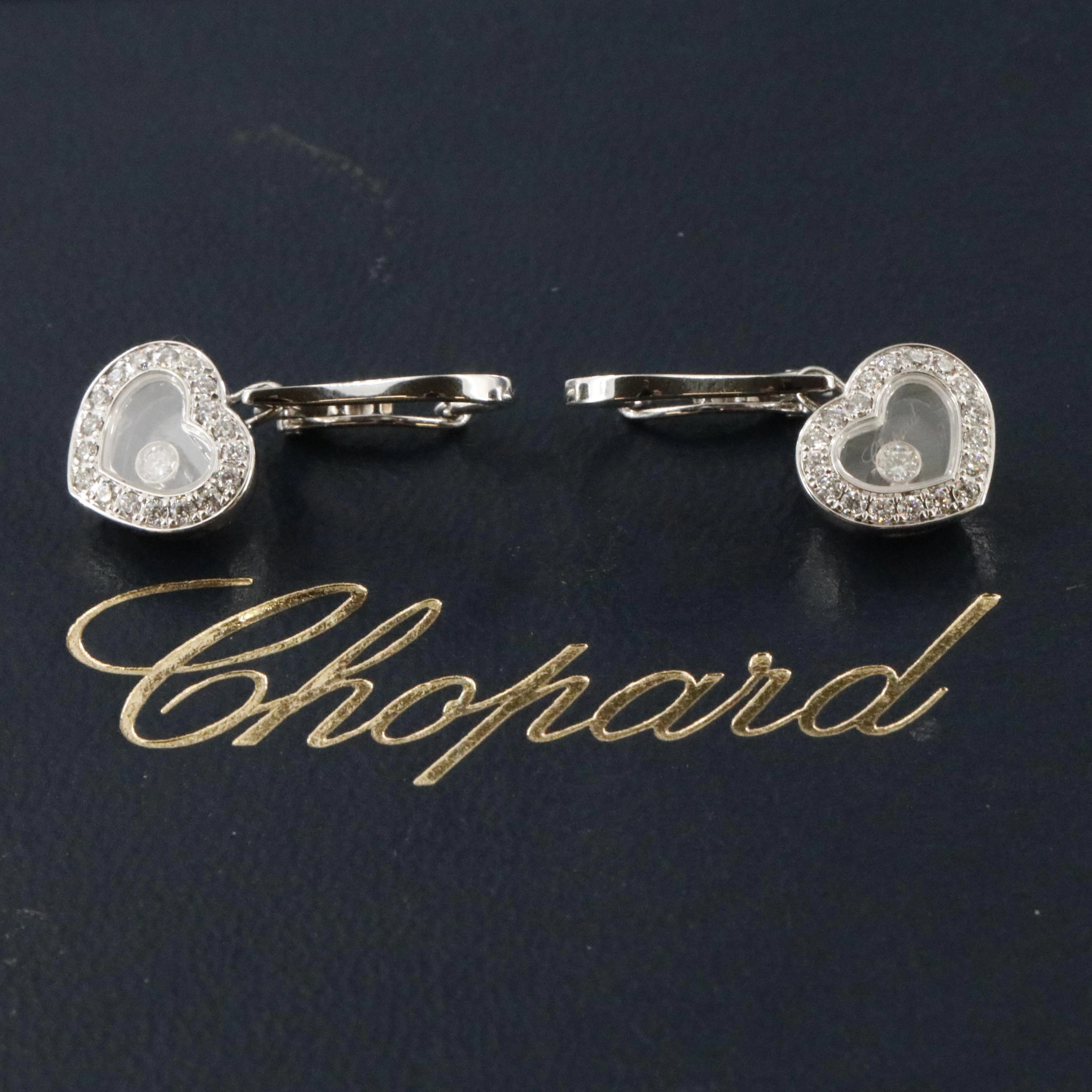 Chopard Happy Diamonds 18K 0.38 CTW Diamond Heart Drop Earrings with COA