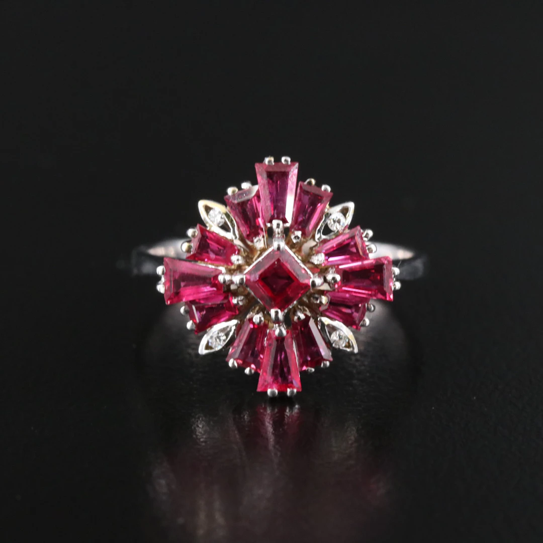 14K Ruby and Diamond Ballerina Ring