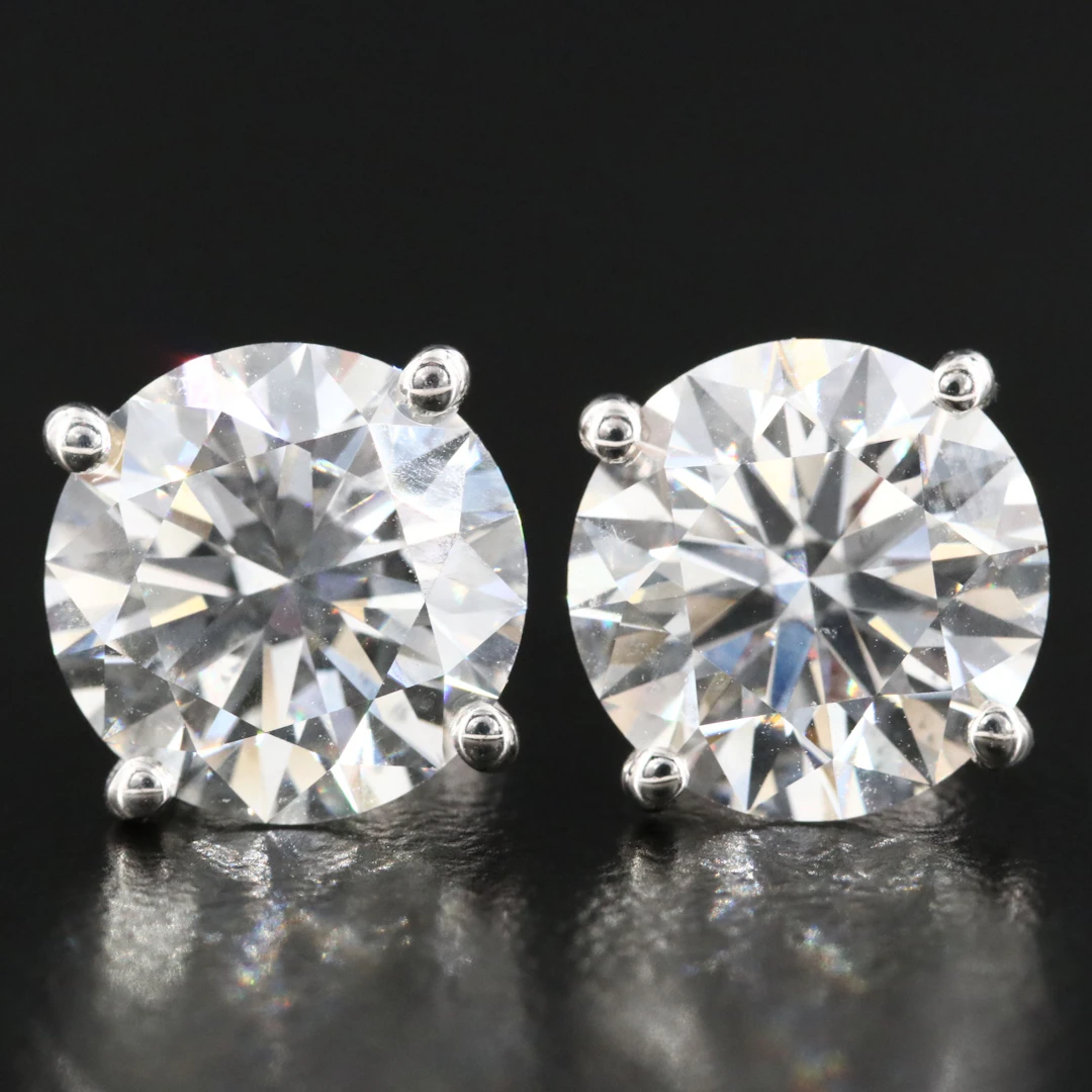 14K 6.16 CTW Lab Grown Diamond Solitaire Earrings with IGI Reports