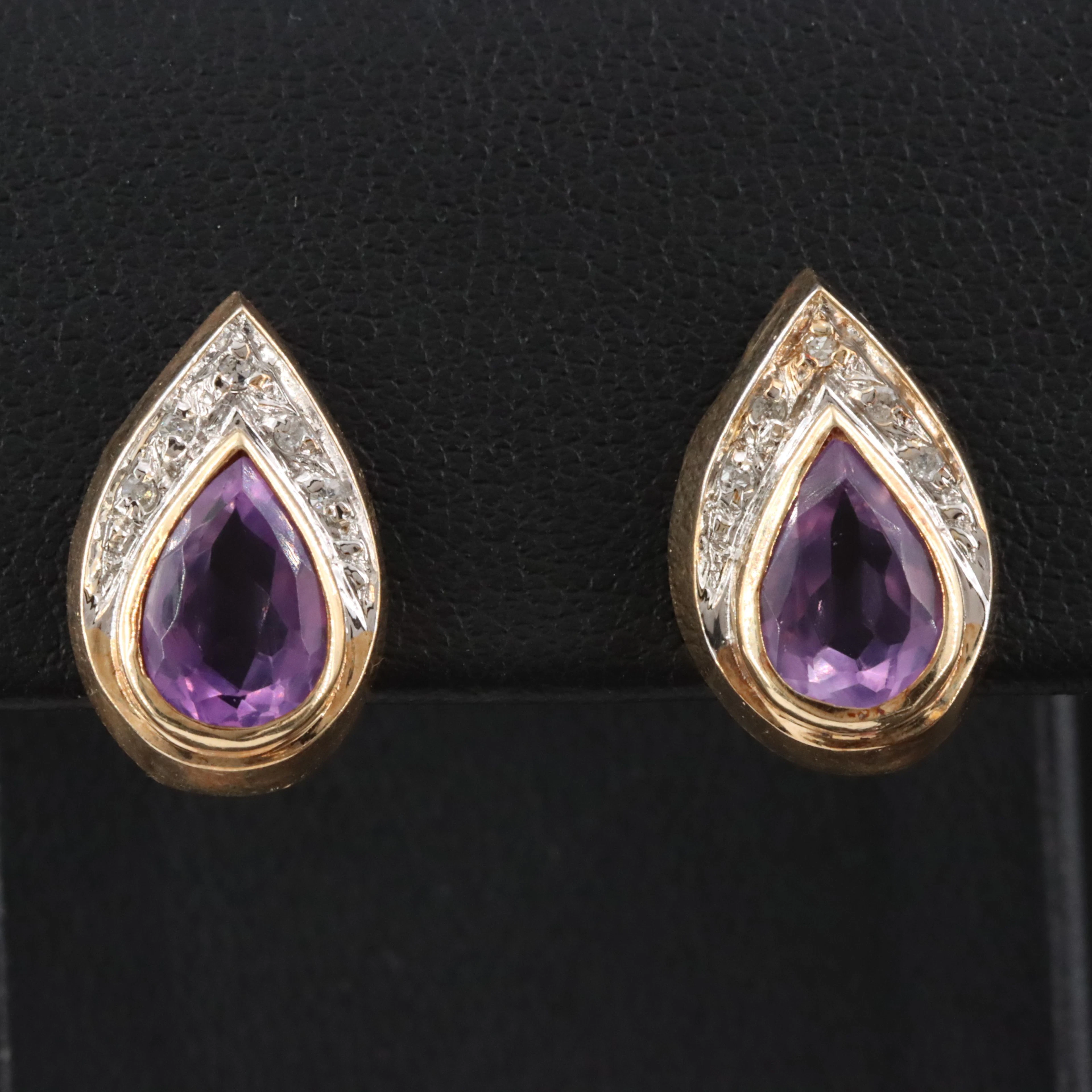14K Amethyst and Diamond Earrings