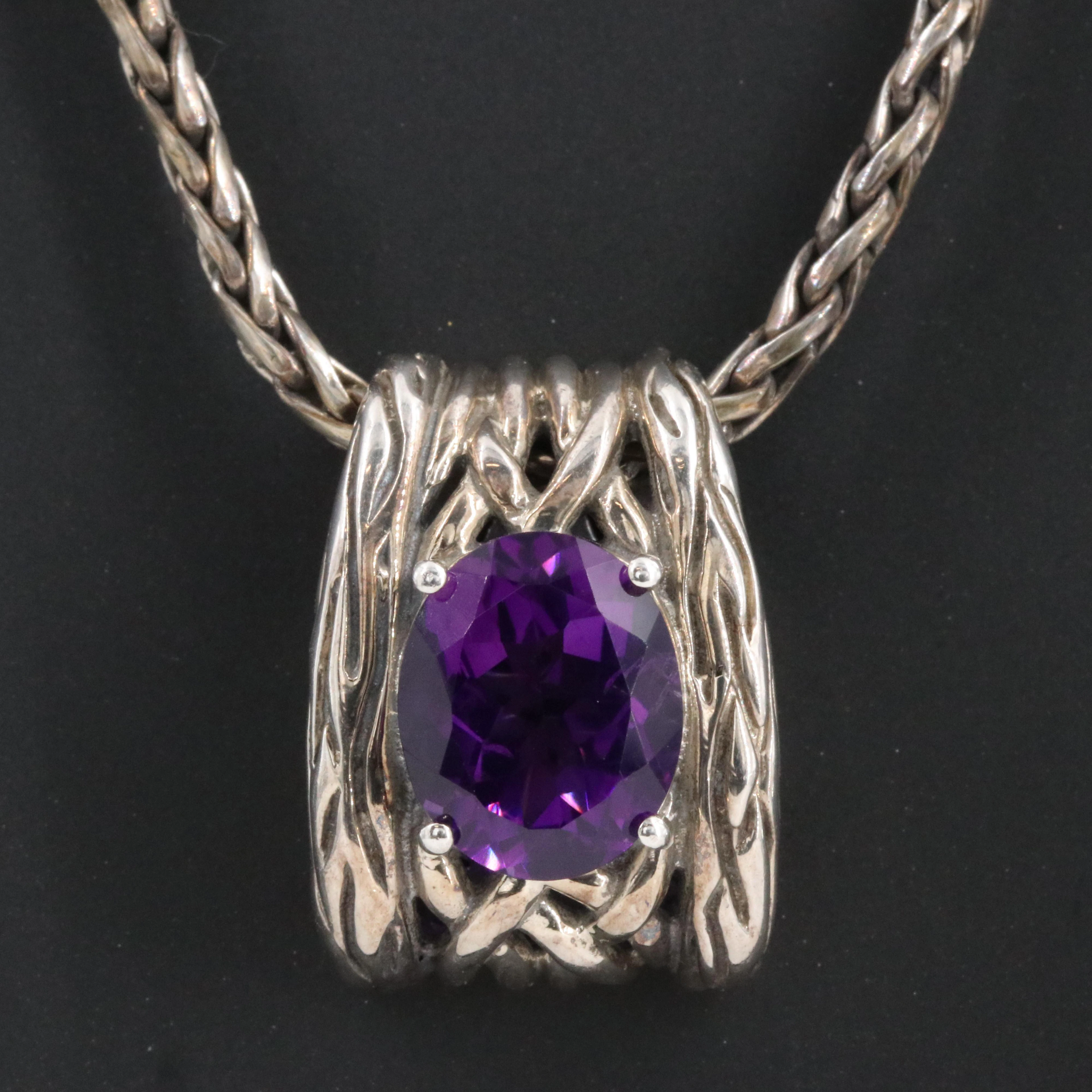 Effy Sterling Amethyst Slide Pendant Necklace