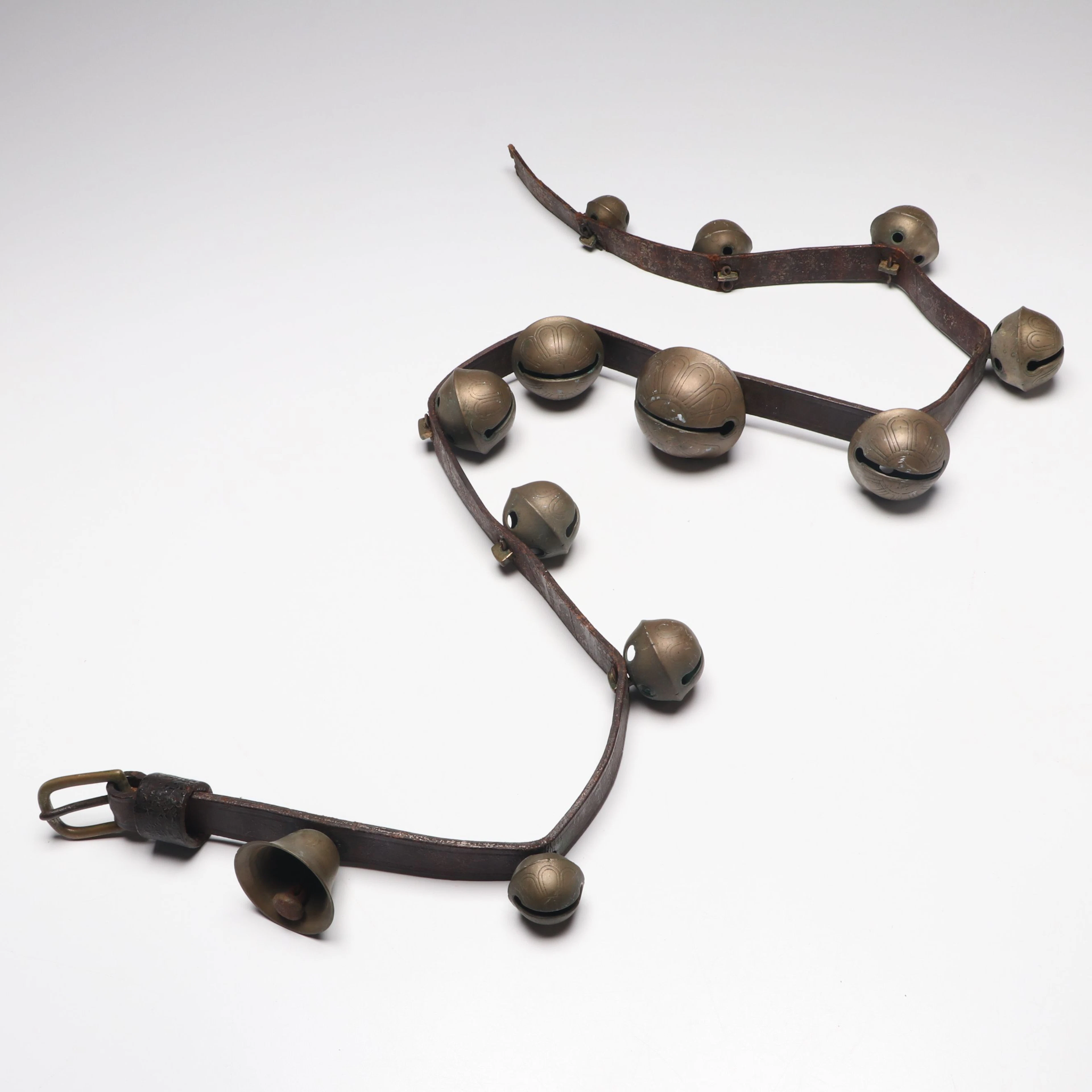 Sleigh Bells on Leather Strap, Late 19th/Early 20th Century