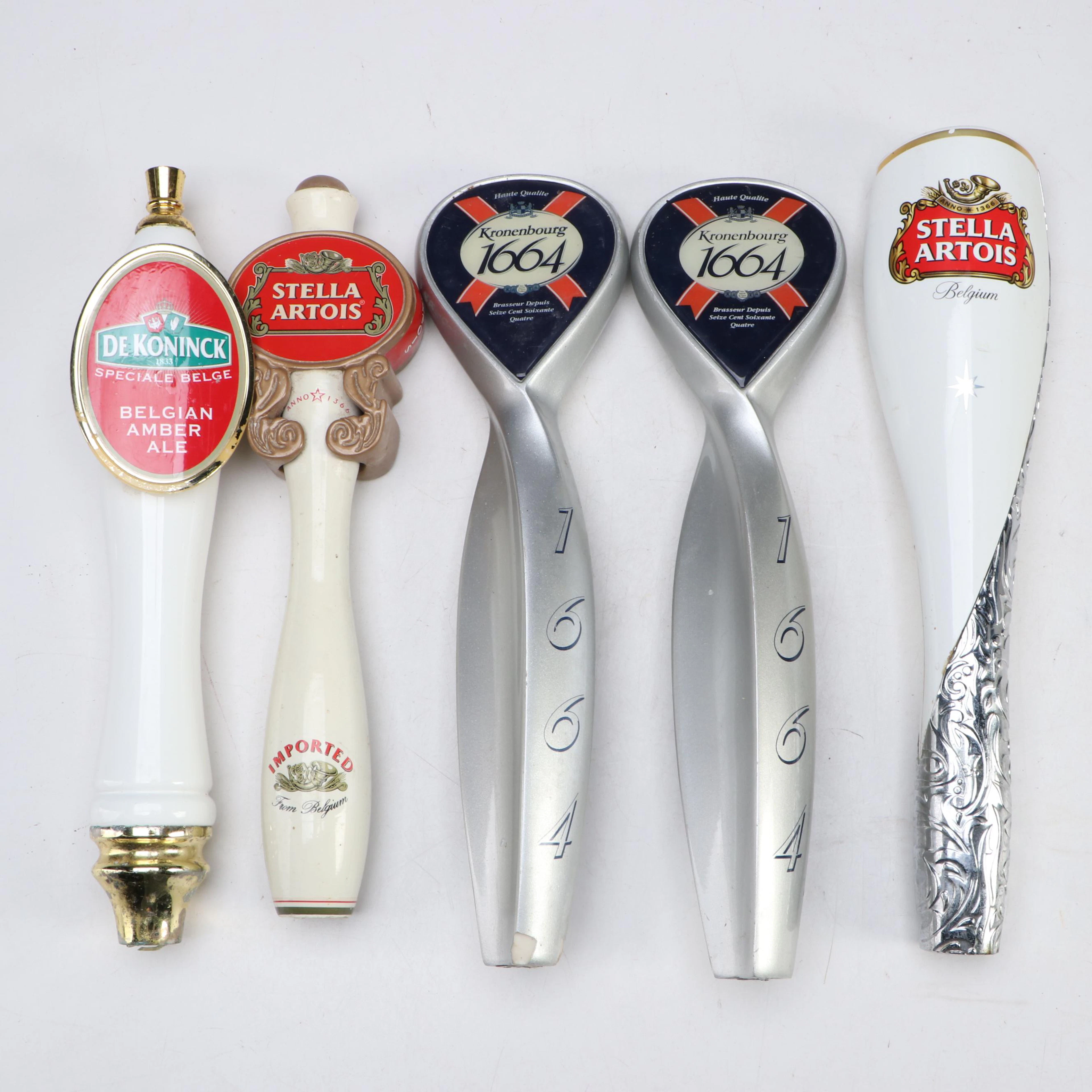 Stella Artois, Kronenbourg, and De Koninck Beer Tap Handles