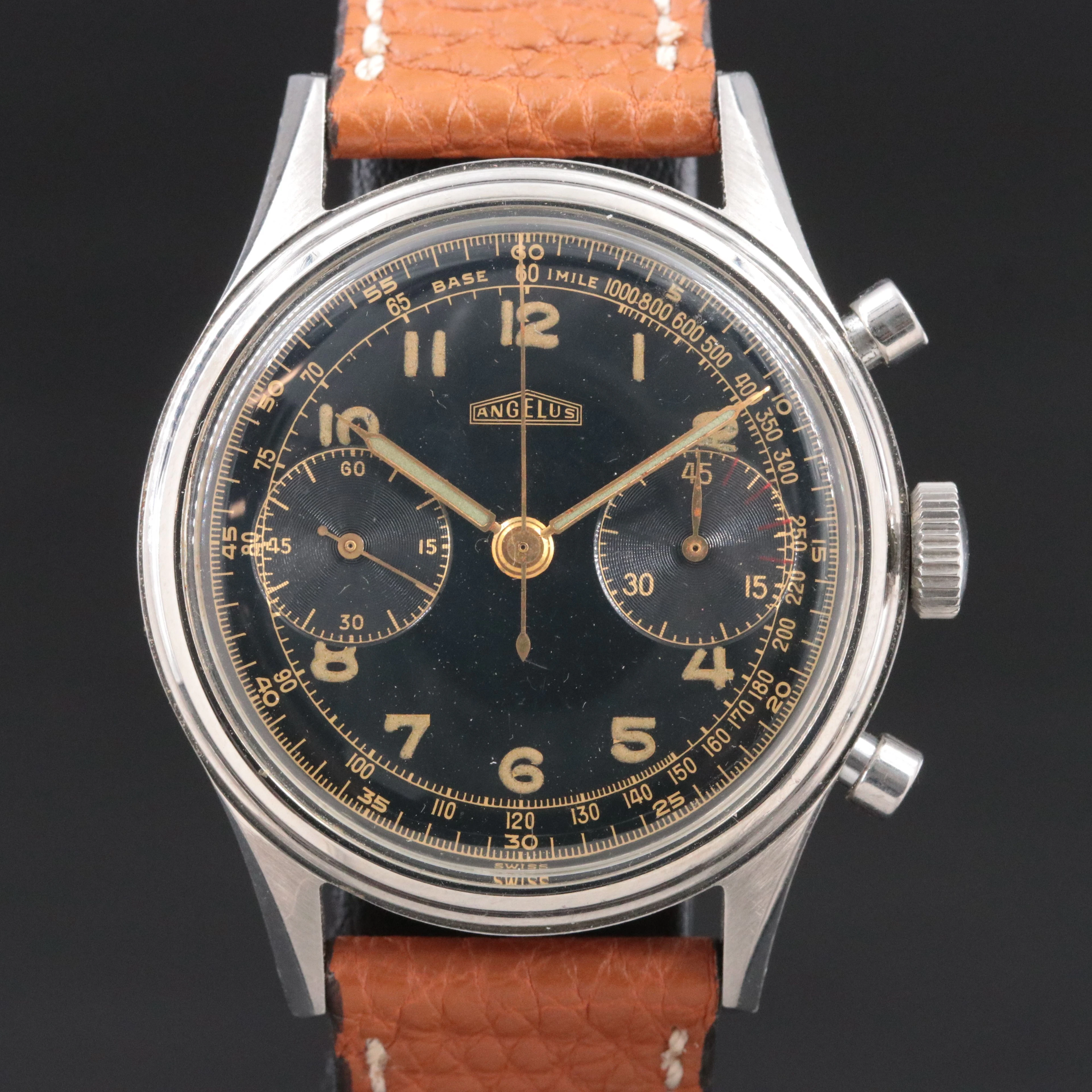Vintage Angelus Steel Chronograph Watch