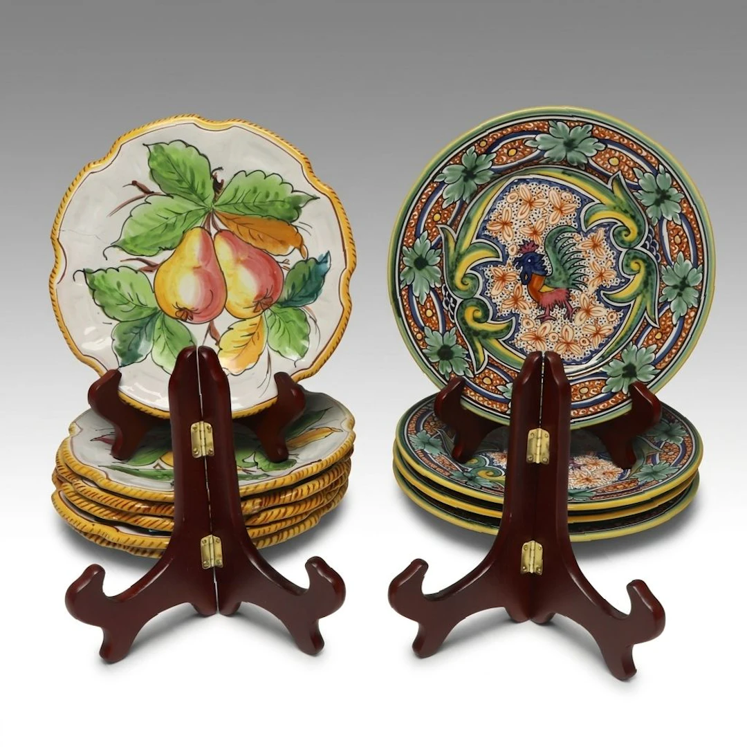 Williams Sonoma Portuguese Faience with Other Italian Majolica Plates