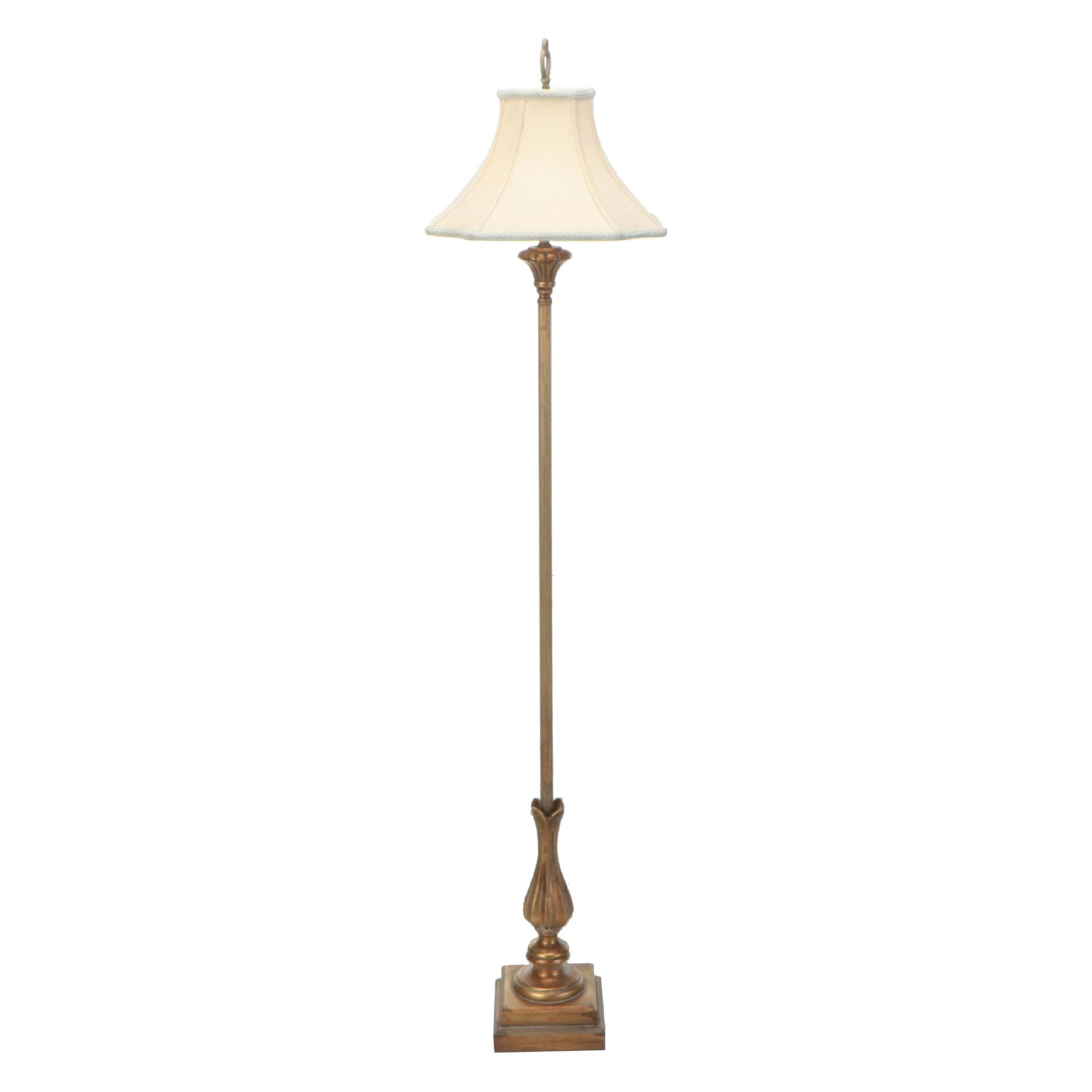 Lamp Crafters Gilt Resin Floor Lamp With Silk Shade