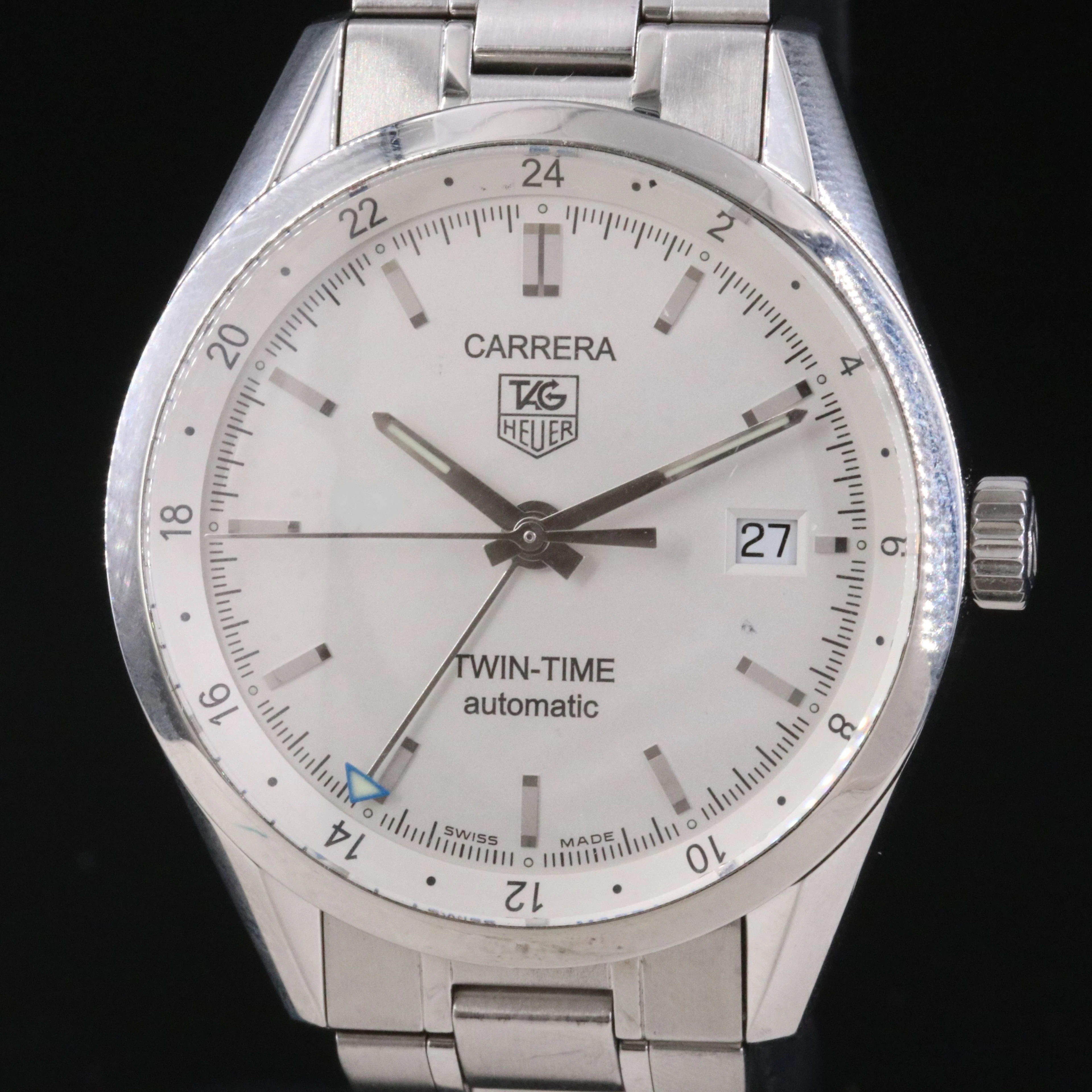 TAG Heuer Carrera Twin Time Calibre 7 Steel Automatic Watch WV2116