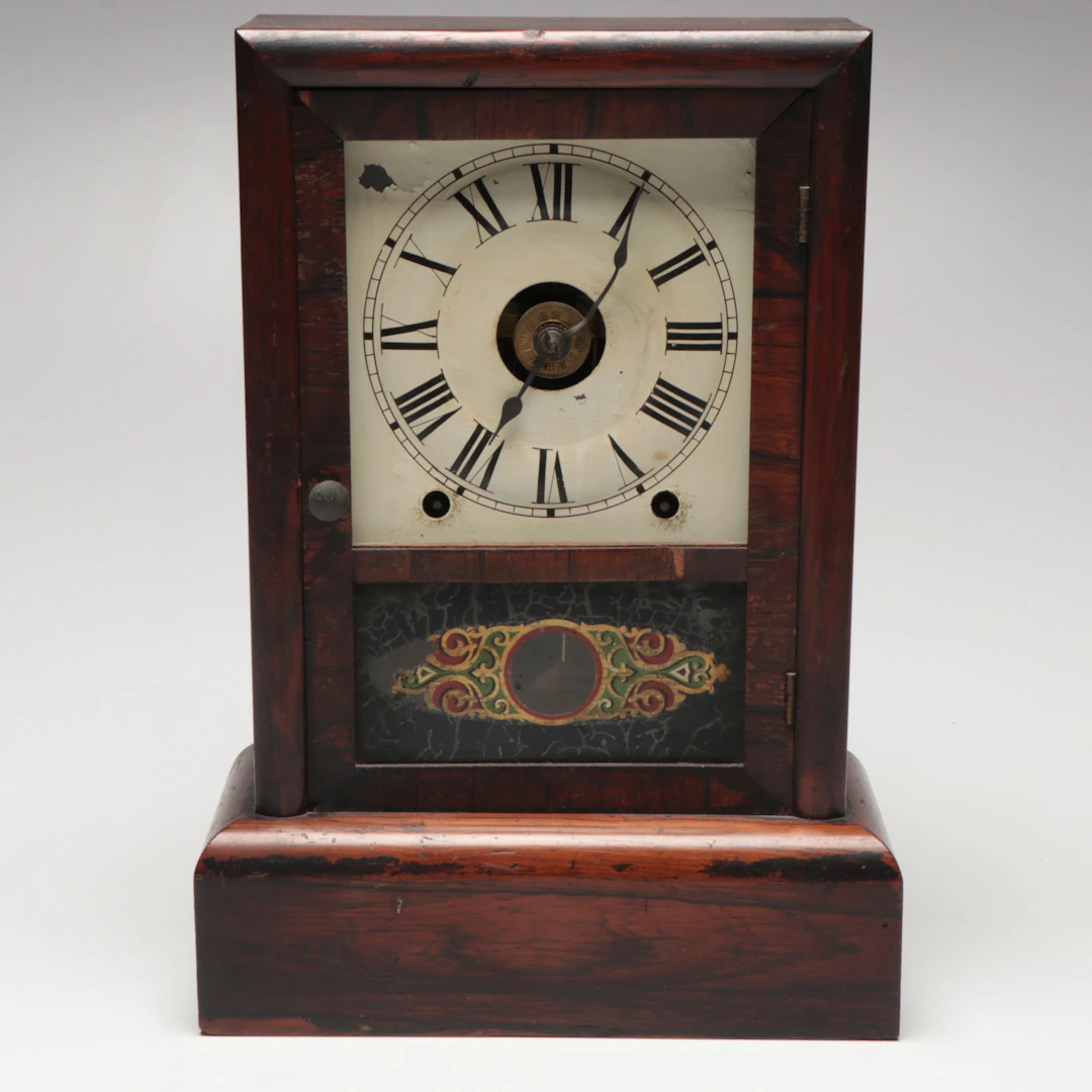 Seth Thomas American Empire Mahogany 8 Day Mantle Clock, Antique