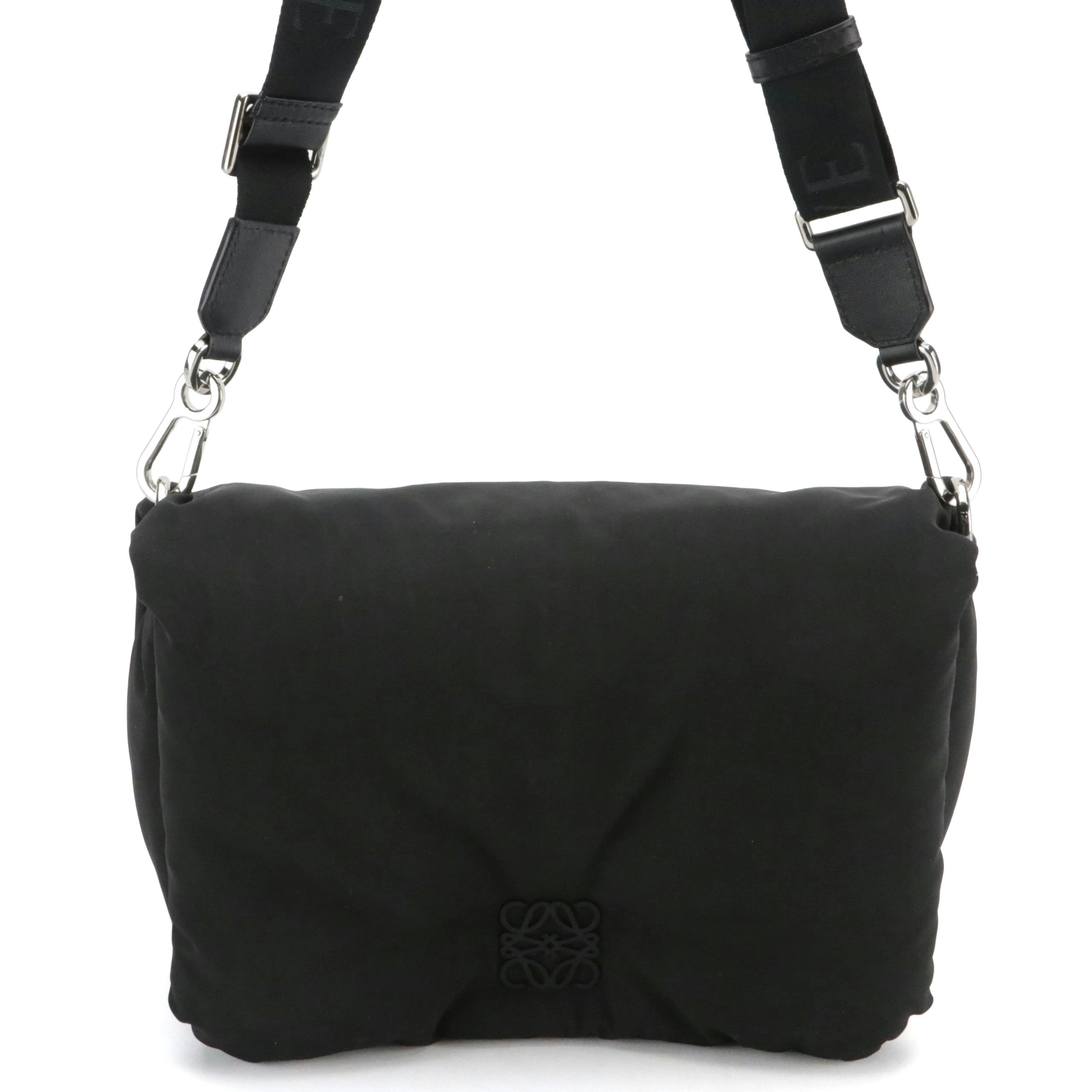 Loewe Goya Puffer Messenger Bag in Black Nylon