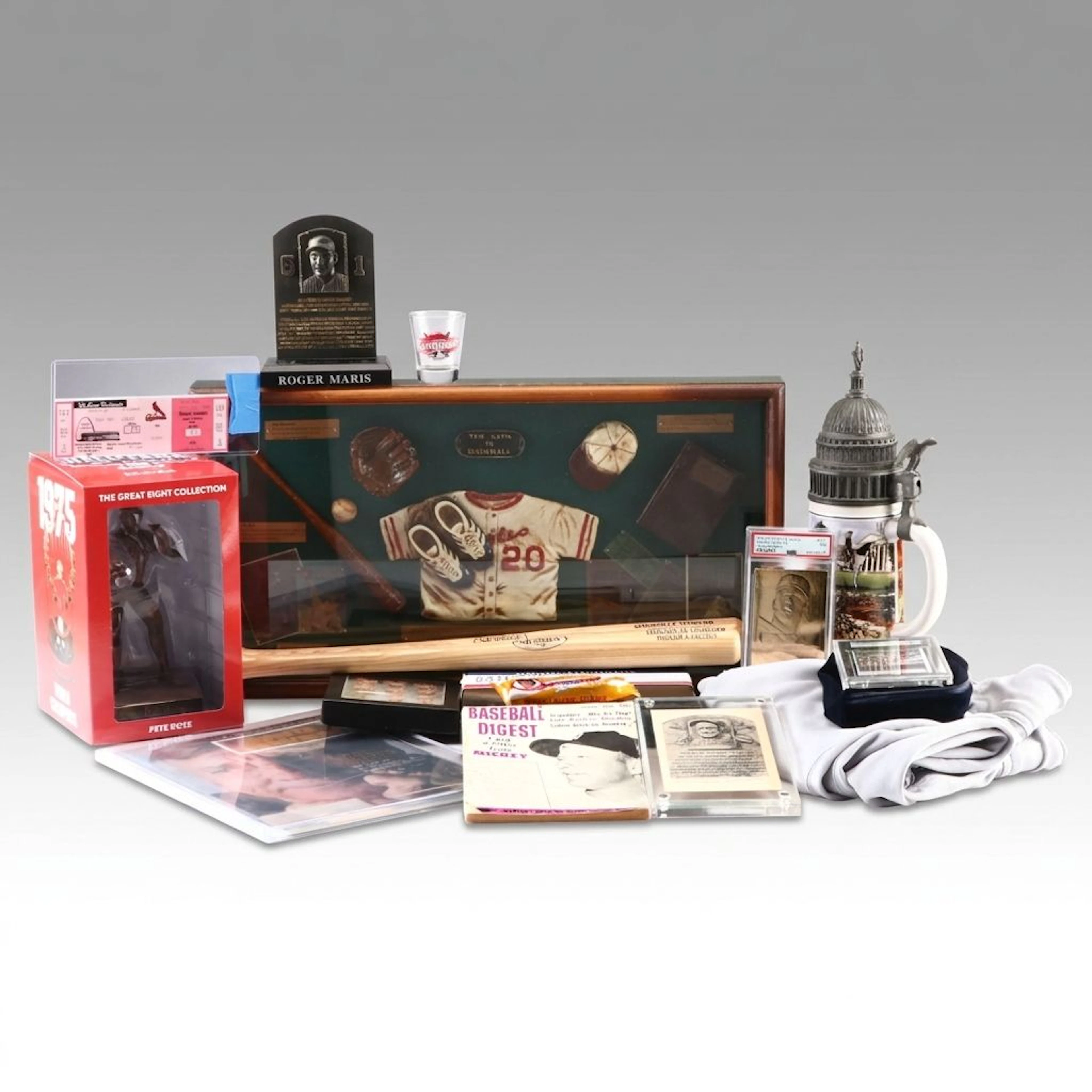 Group of Baseball Memorabilia, Including Signatures, Plaques, Vintage Diorama