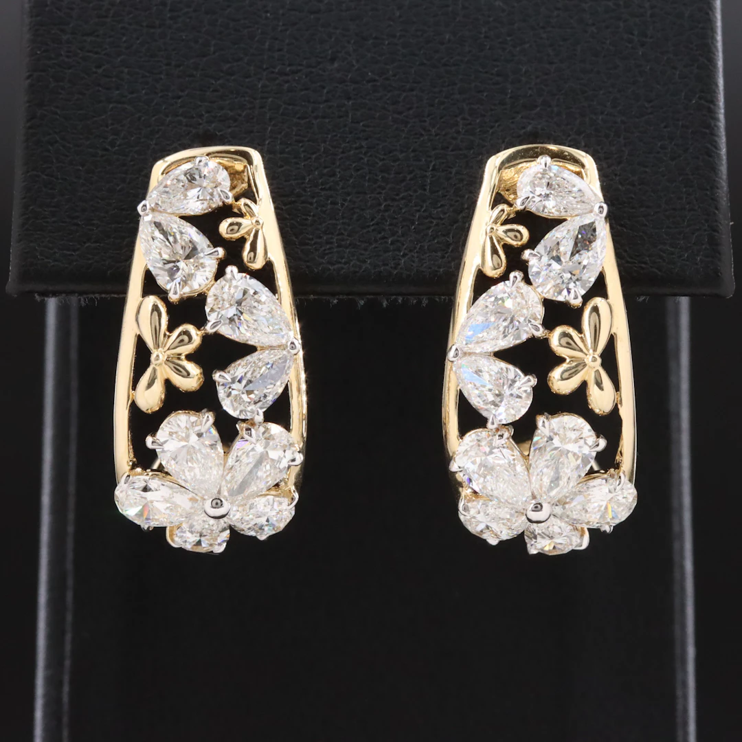 14K 4.52 CTW Lab Grown Diamond J Hoop Earrings with IGI Report