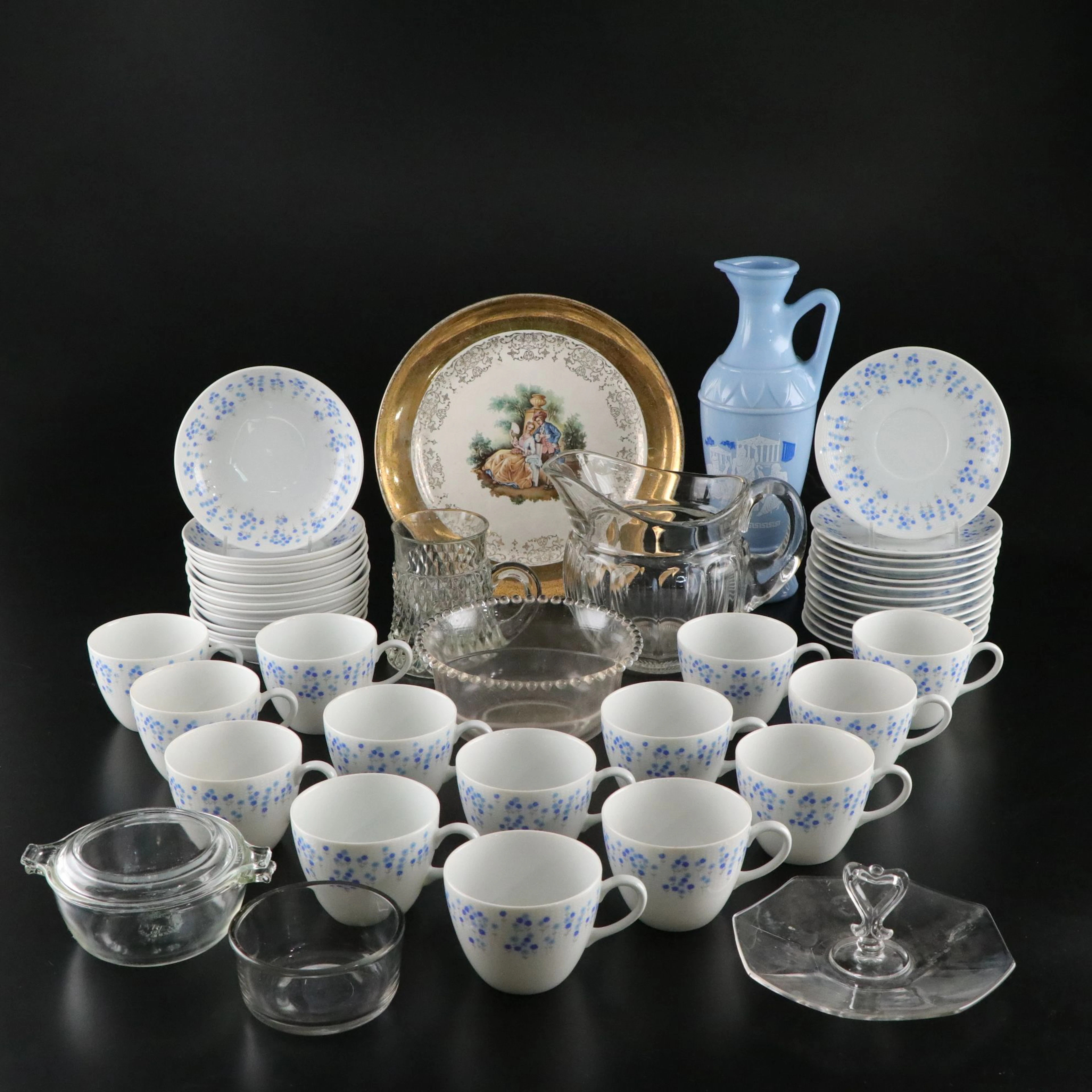 Sheffield "Rhapsody" Flat Cups and Saucers with Other Dishware