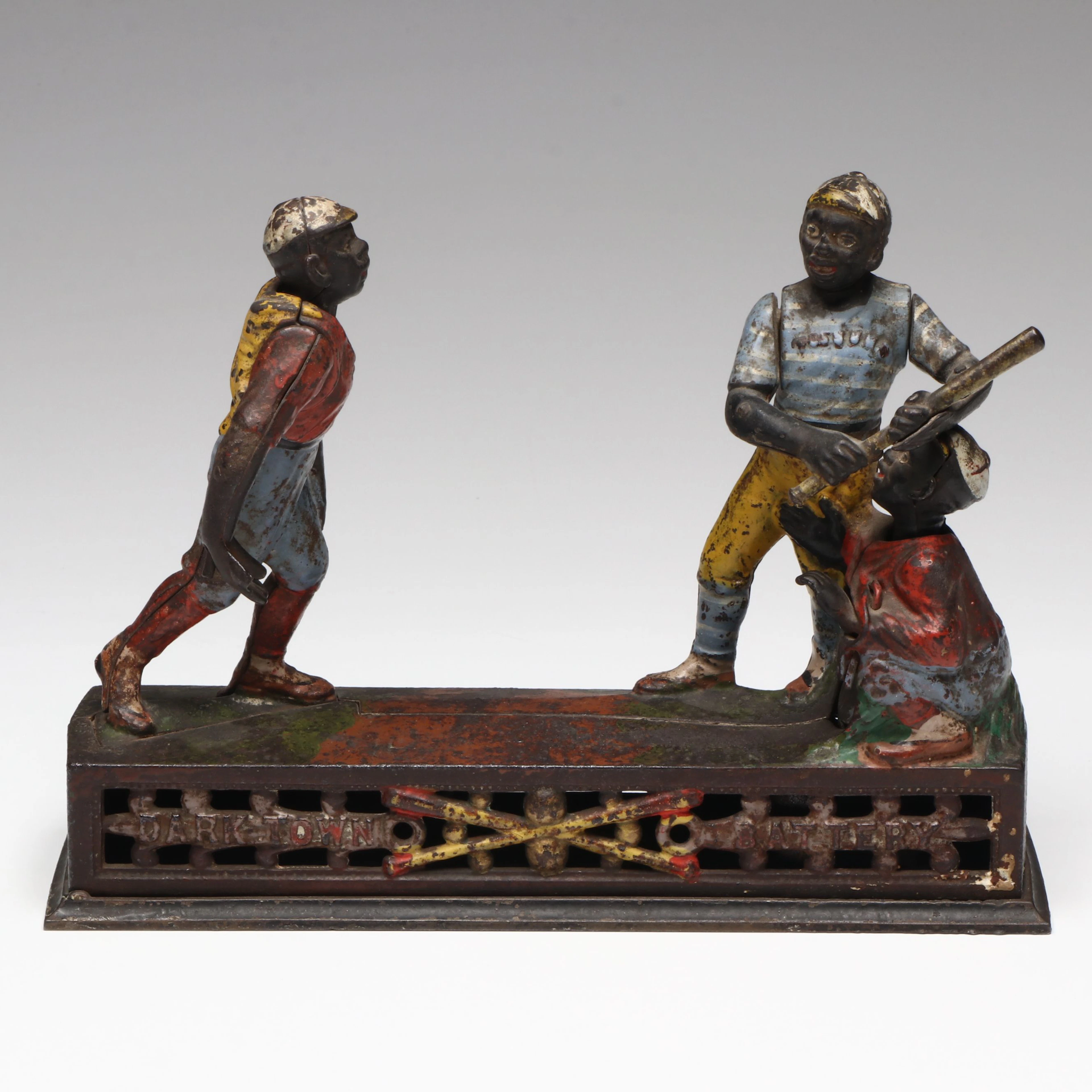 Antique J. E. Stevens Company Baseball Cast Iron Mechanical Bank, Late 19th C.