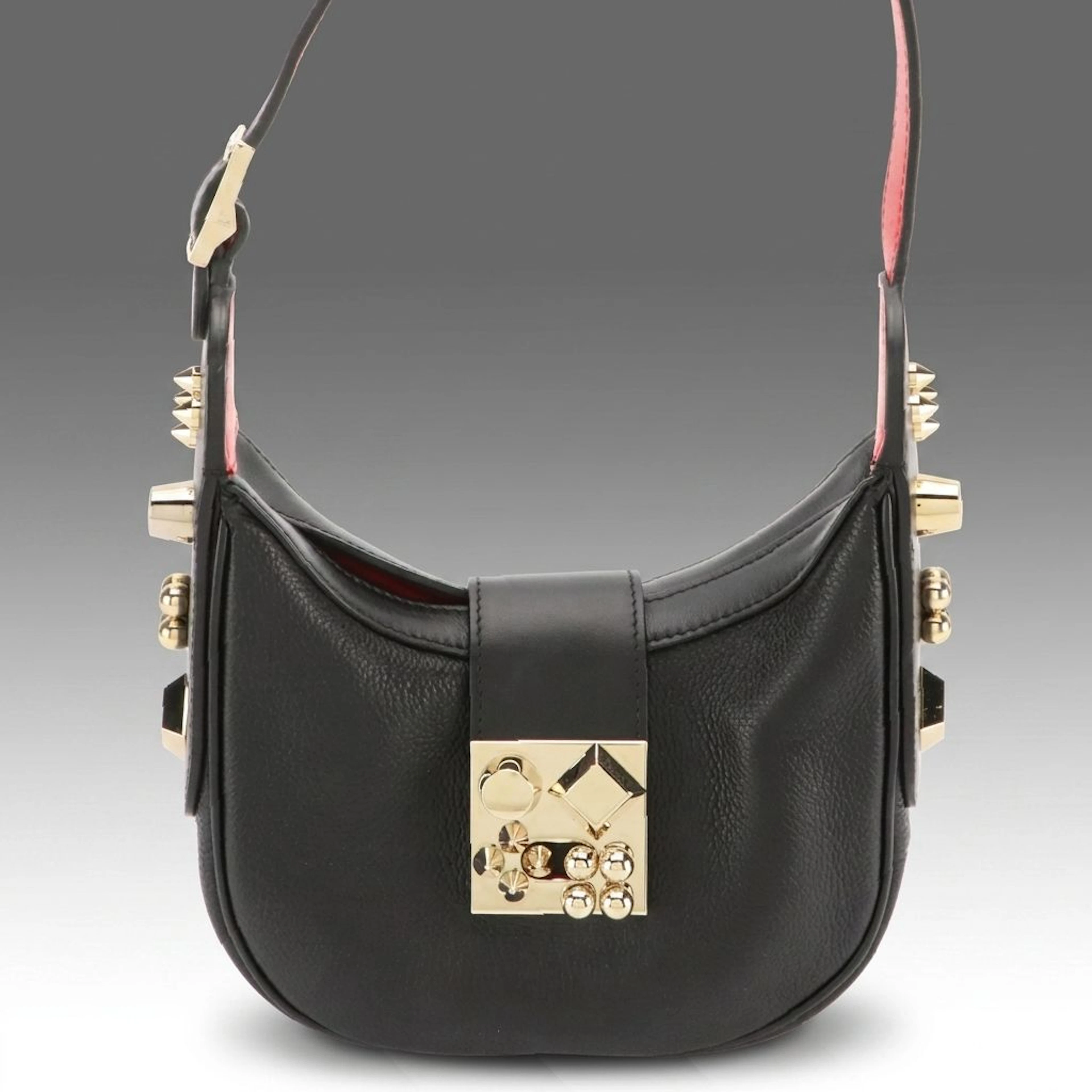 Christian Louboutin Spiked Calfskin Leather Carasky Shoulder Bag