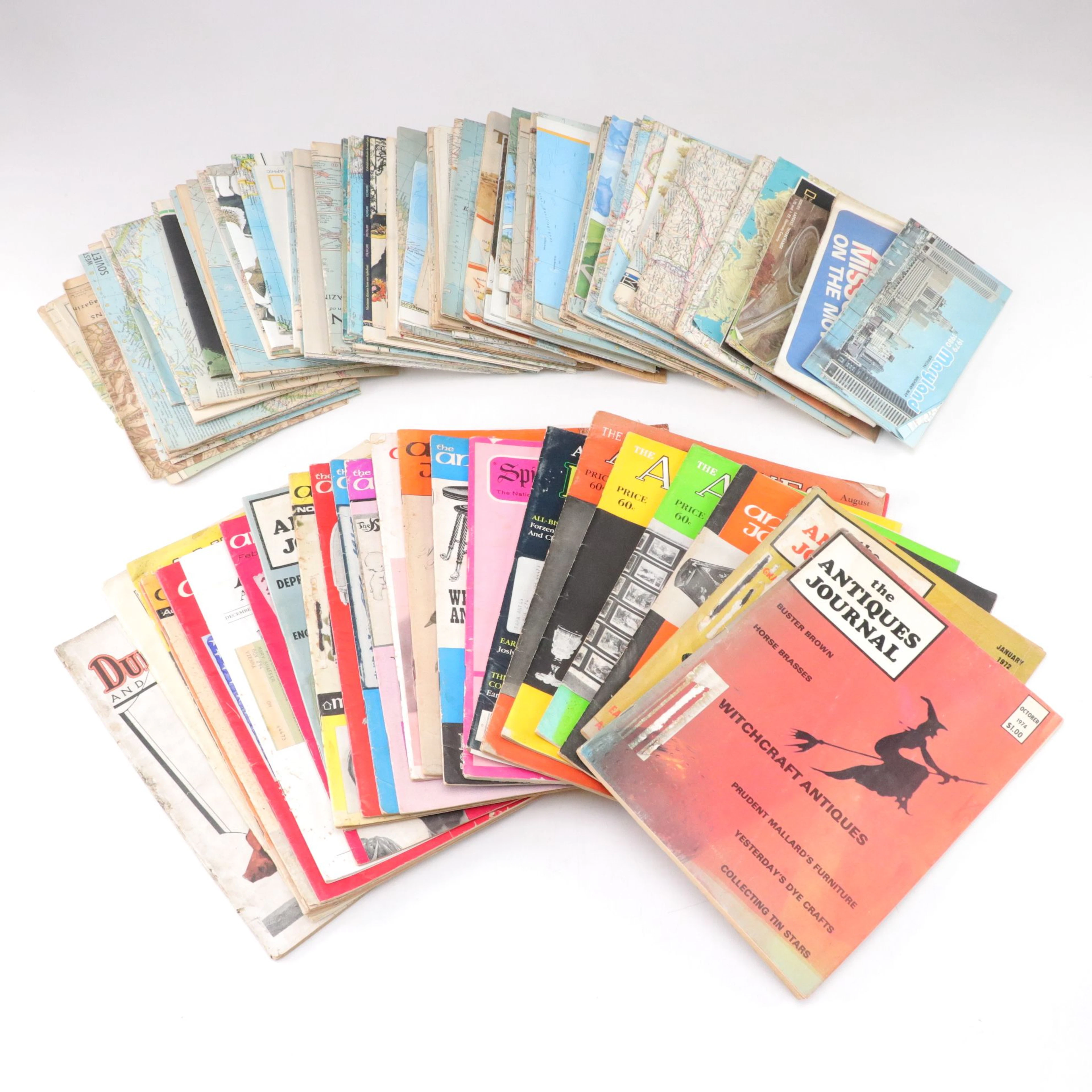 Antiques Journals, National Geographic Maps, and Ephemera, 20th Century