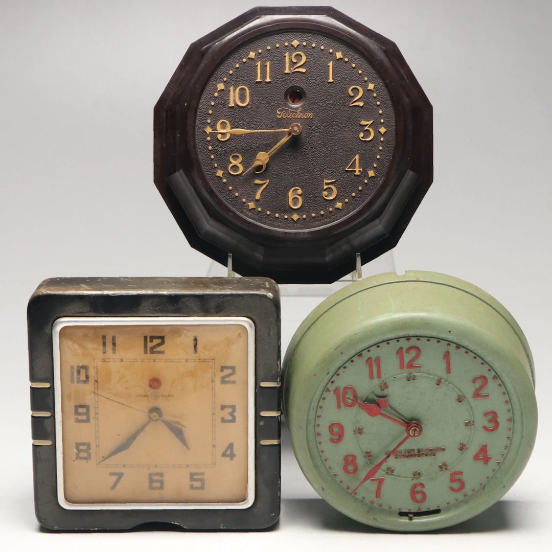 Vintage Telechron, Hamilton Sangamo, and General Electric Wall Clocks