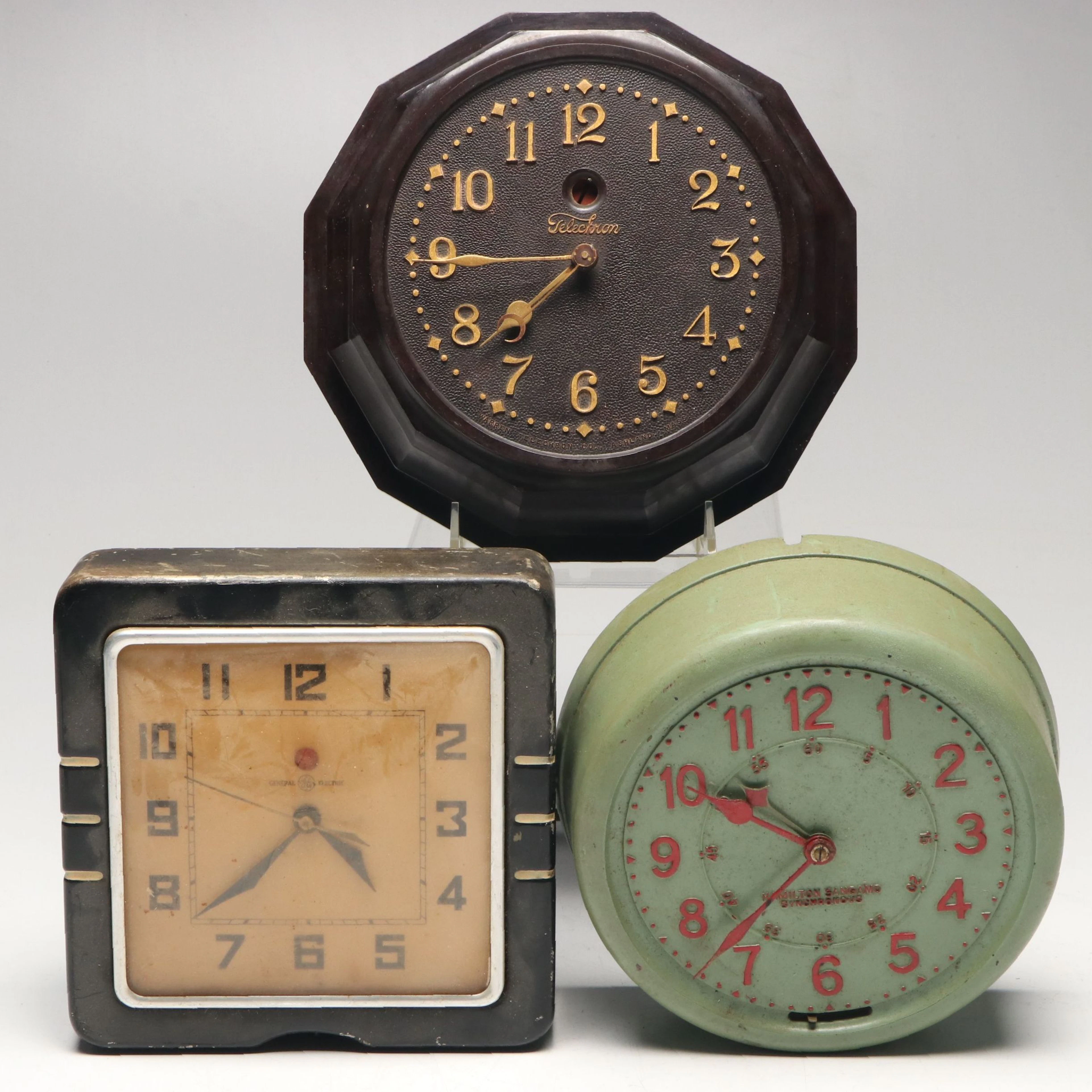 Vintage Telechron, Hamilton Sangamo, and General Electric Wall Clocks
