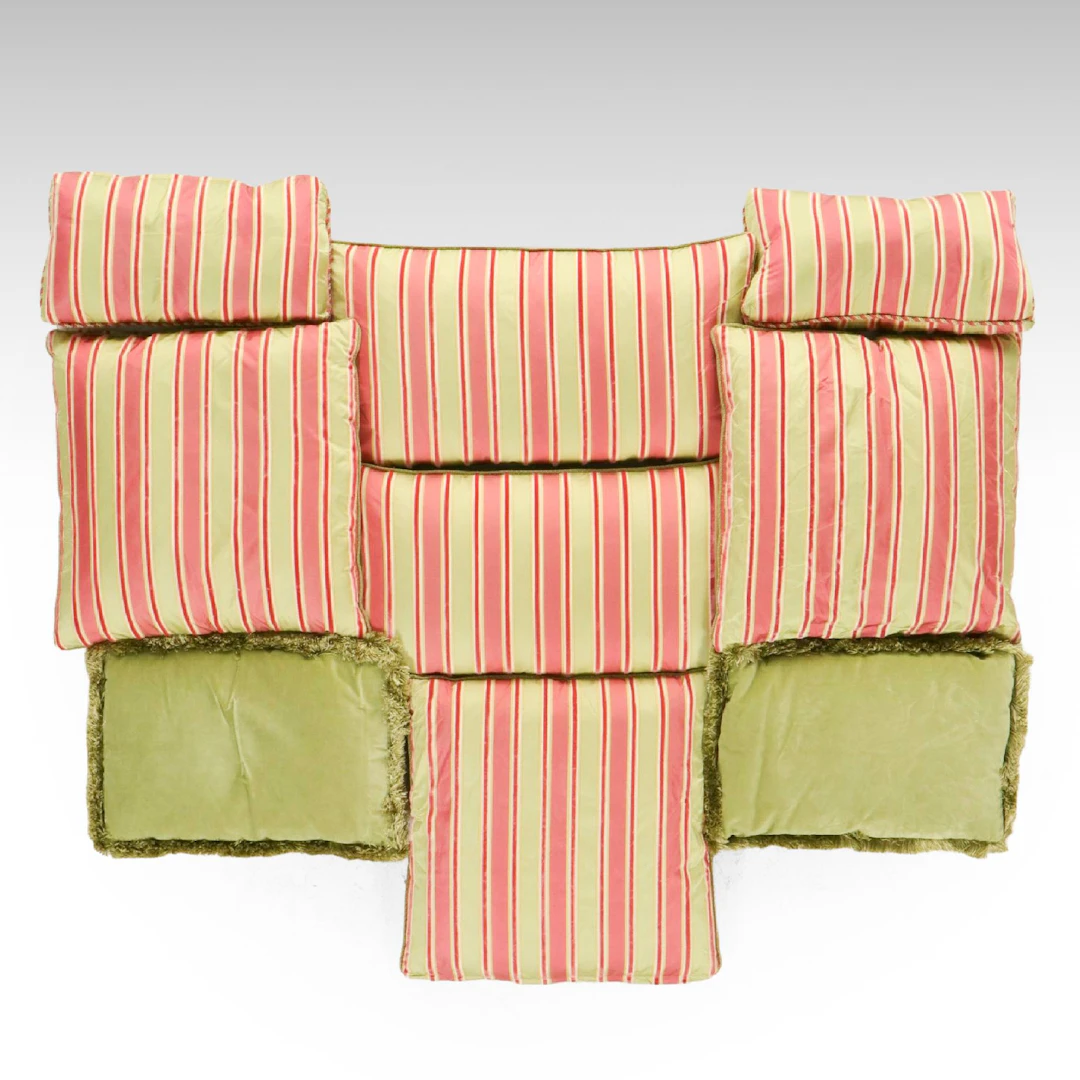 Green and Pink Striped Accent Pillow Collection