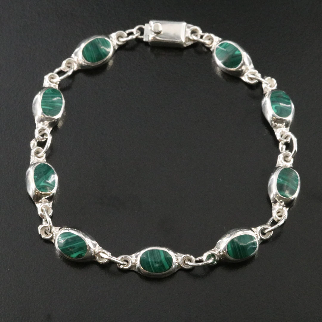 Mexican Sterling Malachite Bracelet