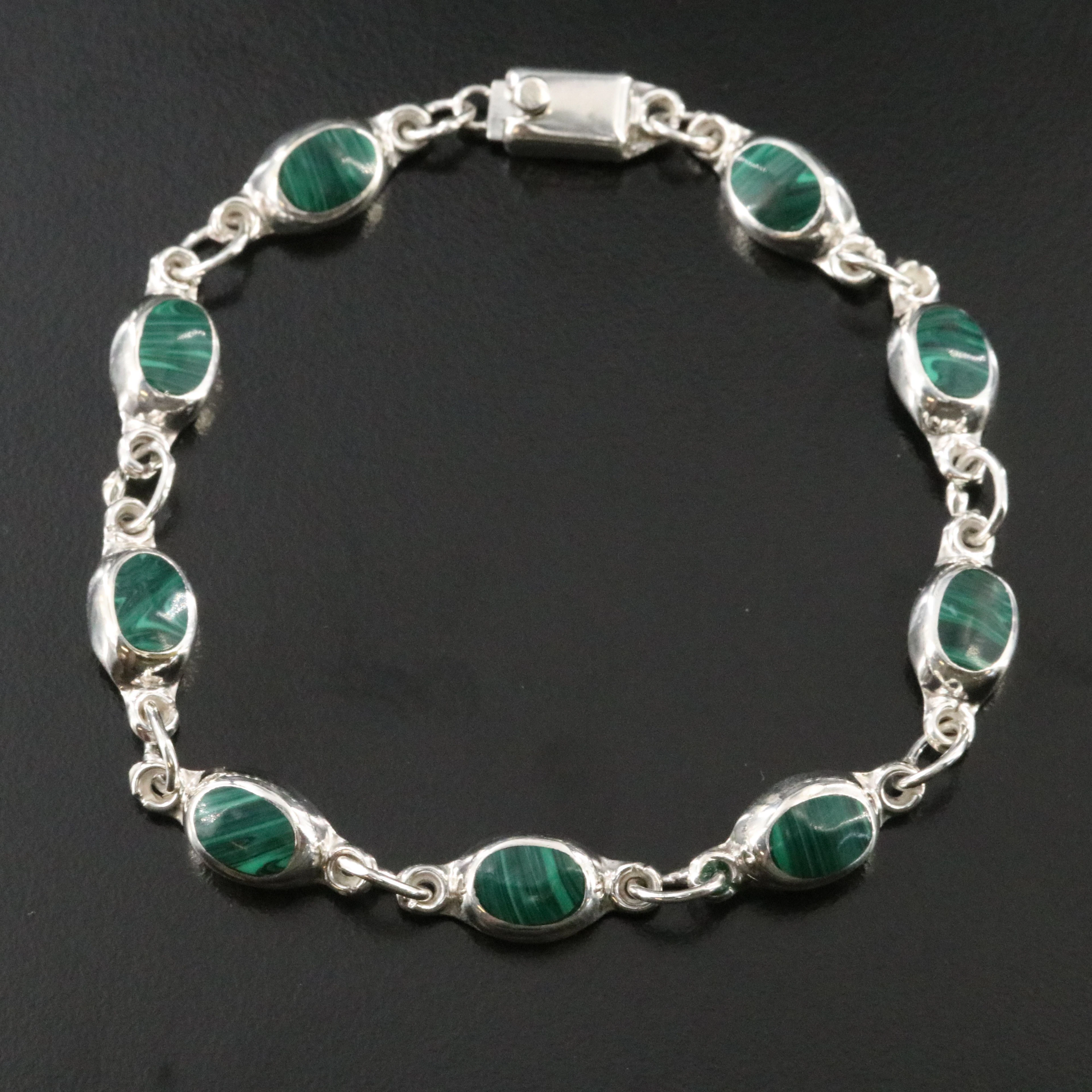 Mexican Sterling Malachite Bracelet