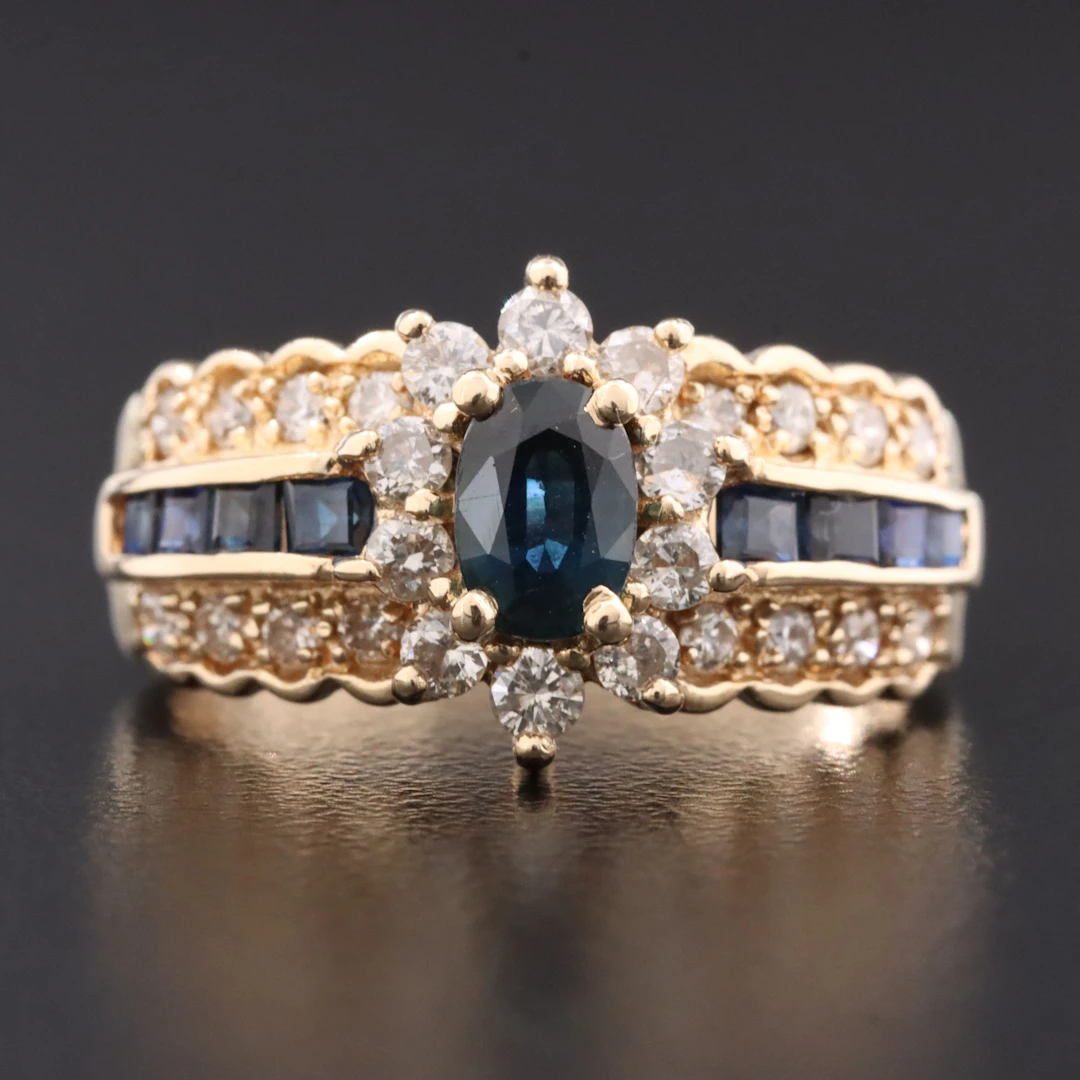 14K Sapphire and Diamond Ring