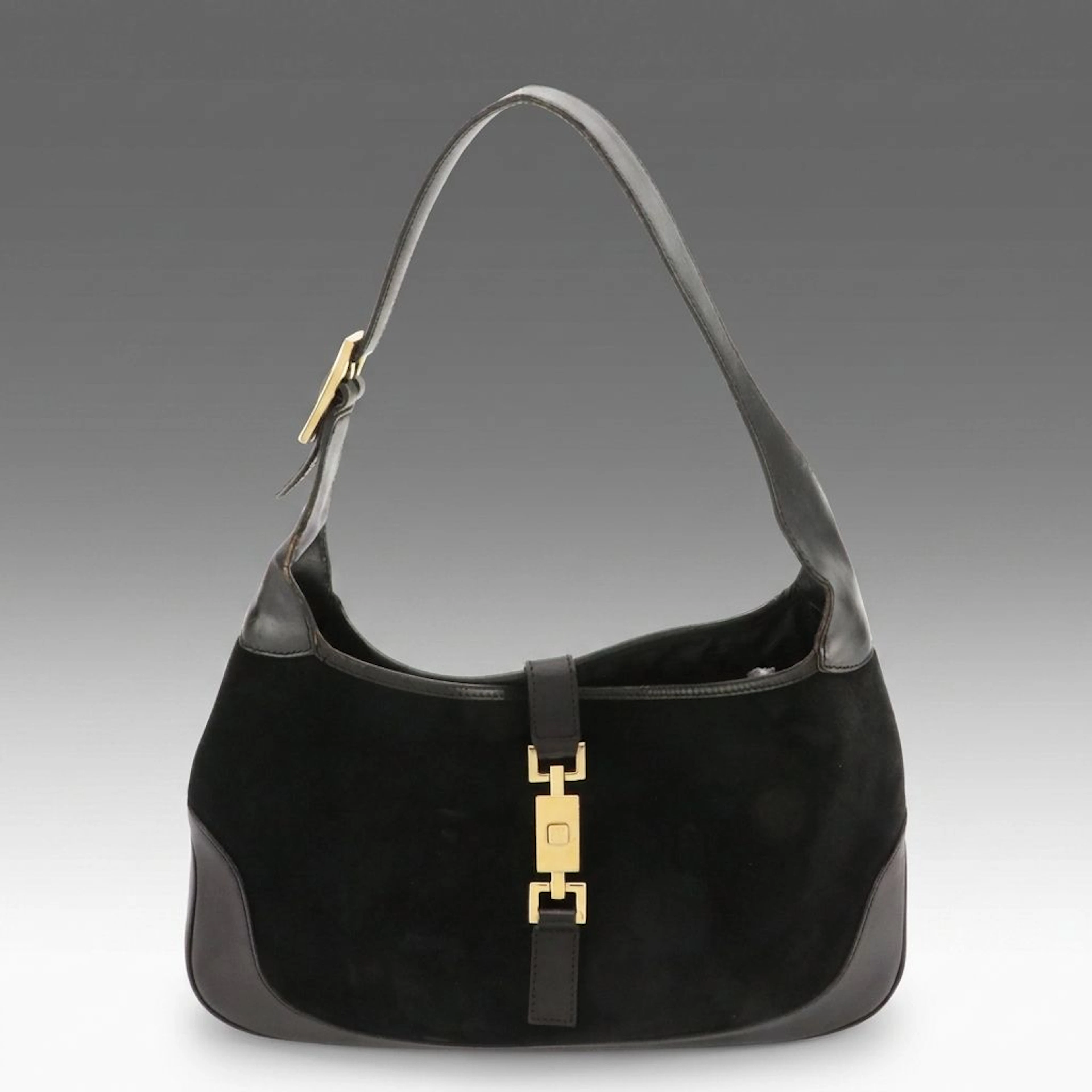 Gucci Black Leather and Suede Jackie Shoulder Bag