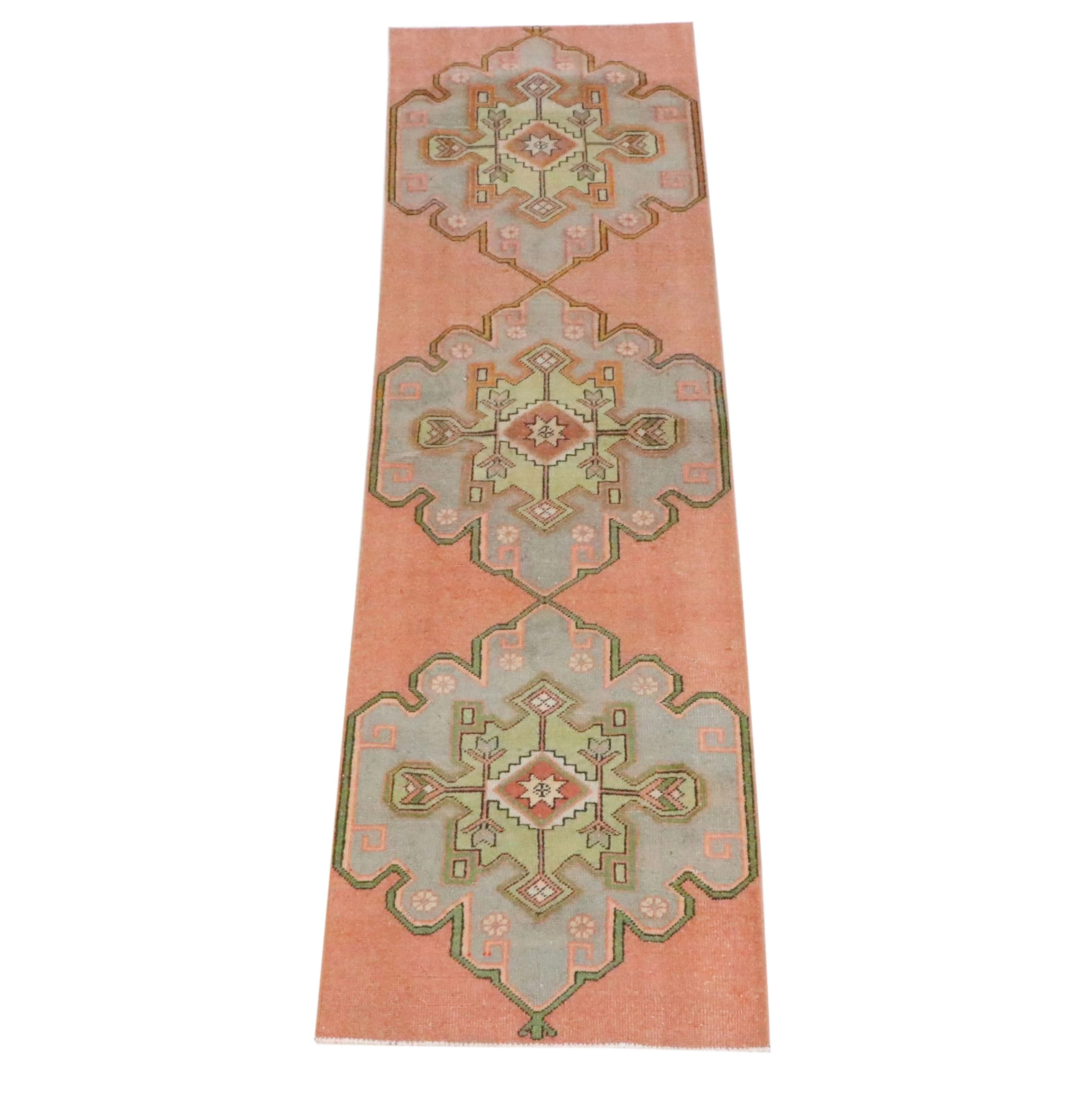 2'7 x 9'9 Hand-Knotted Turkish Anatolian Carpet Runner